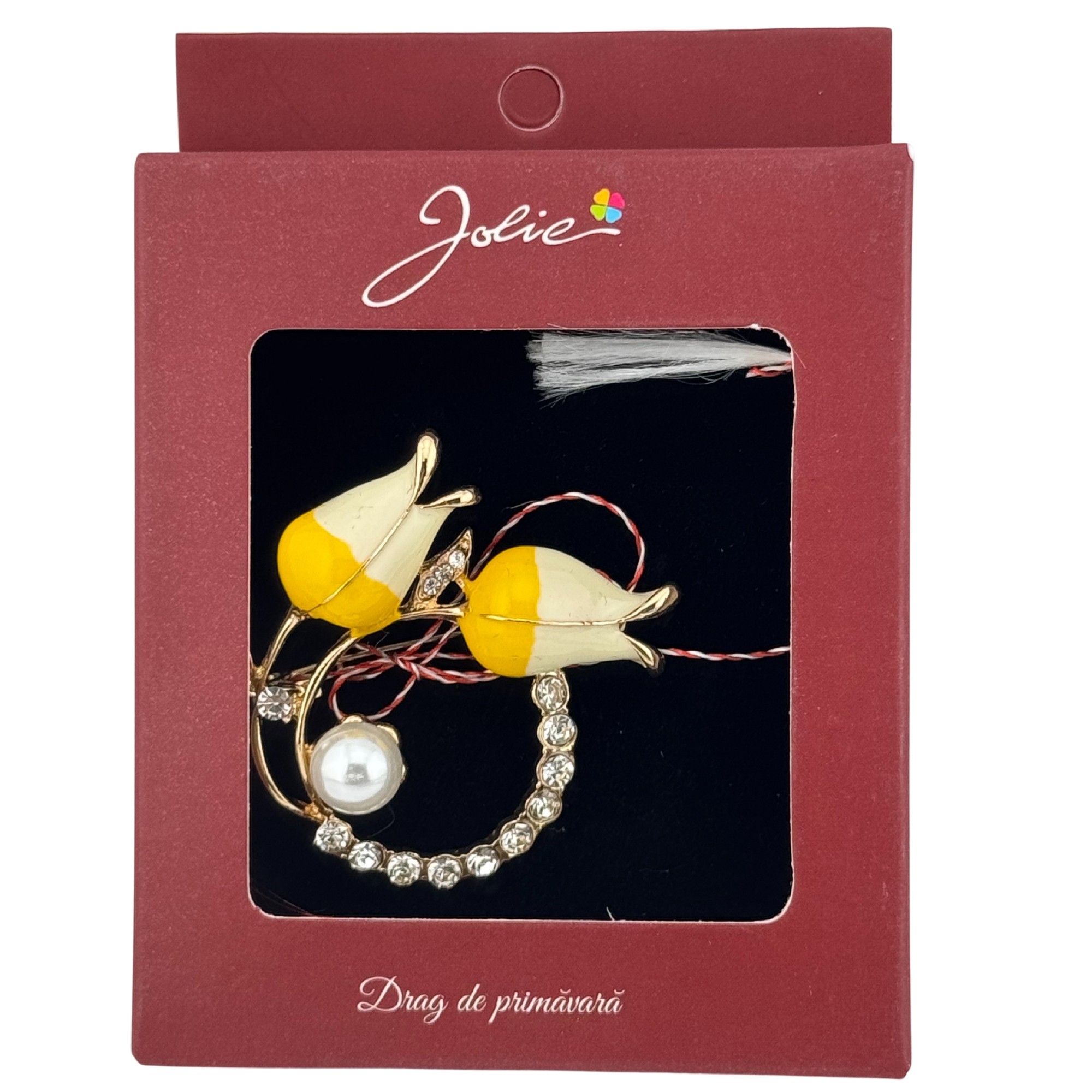 Brosa Vintage, Jolie, Material Metal, Ambalaj Carton, Dimensiune Brosa Aproximativ 4-6 cm, Model Flori Galbene