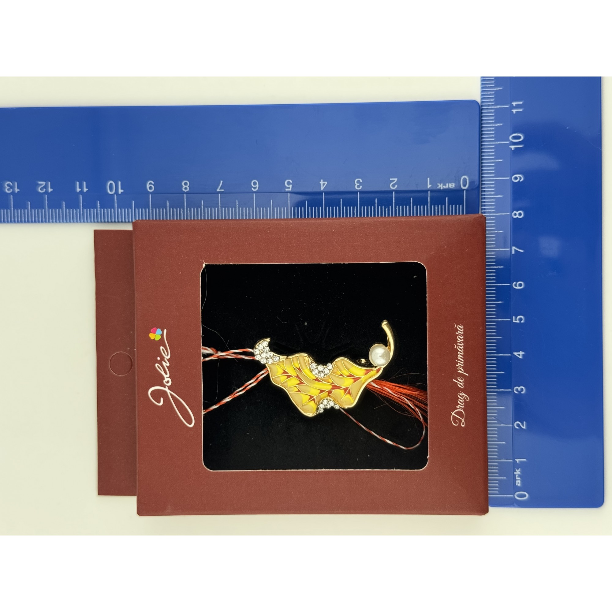 Brosa Vintage, Jolie, Material Metal, Ambalaj Carton, Dimensiune Brosa Aproximativ 4-6 cm, Model Frunza Galbena