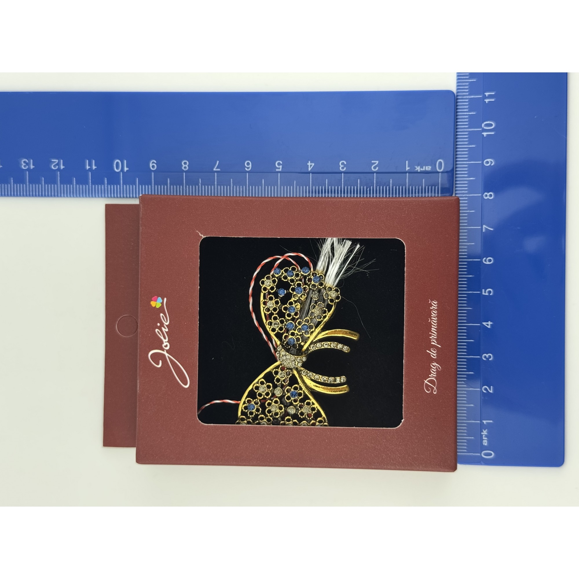 Brosa Vintage, Jolie, Material Metal, Ambalaj Carton, Dimensiune Brosa Aproximativ 4-6 cm, Model Fundita cu Flori, Multicolor