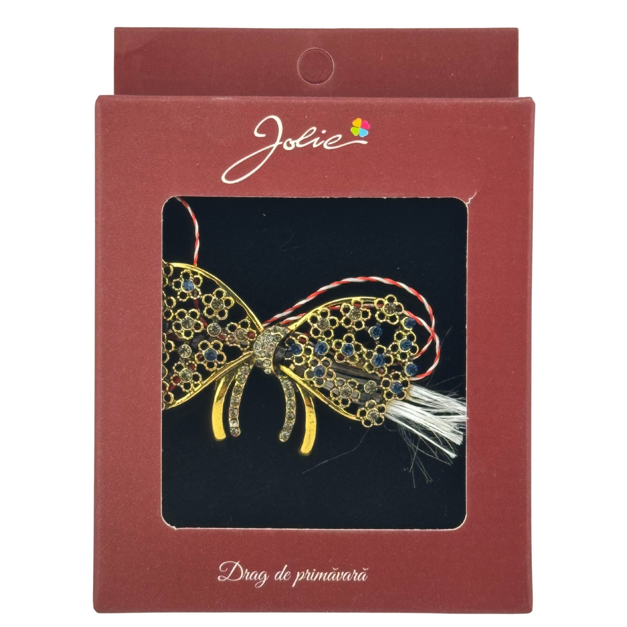 Martisoare Brosa Vintage - Brosa Vintage, Jolie, Material Metal, Ambalaj Carton, Dimensiune Brosa Aproximativ 4-6 cm, Model Fundita cu Flori, Multicolor