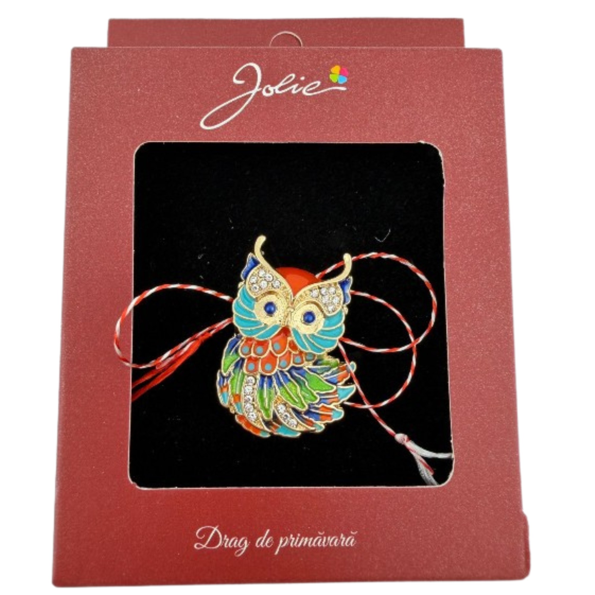 Brosa Vintage, Jolie, Material Metal, Ambalaj Carton, Dimensiune Brosa Aproximativ 4-6 cm, Model Bufnita, Multicolora