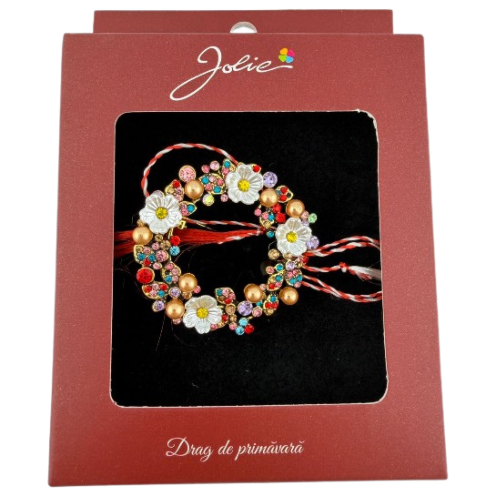 Brosa Vintage, Jolie, Material Metal, Ambalaj Carton, Dimensiune Brosa Aproximativ 4-6 cm, Model Coronita de Flori, Multicolor