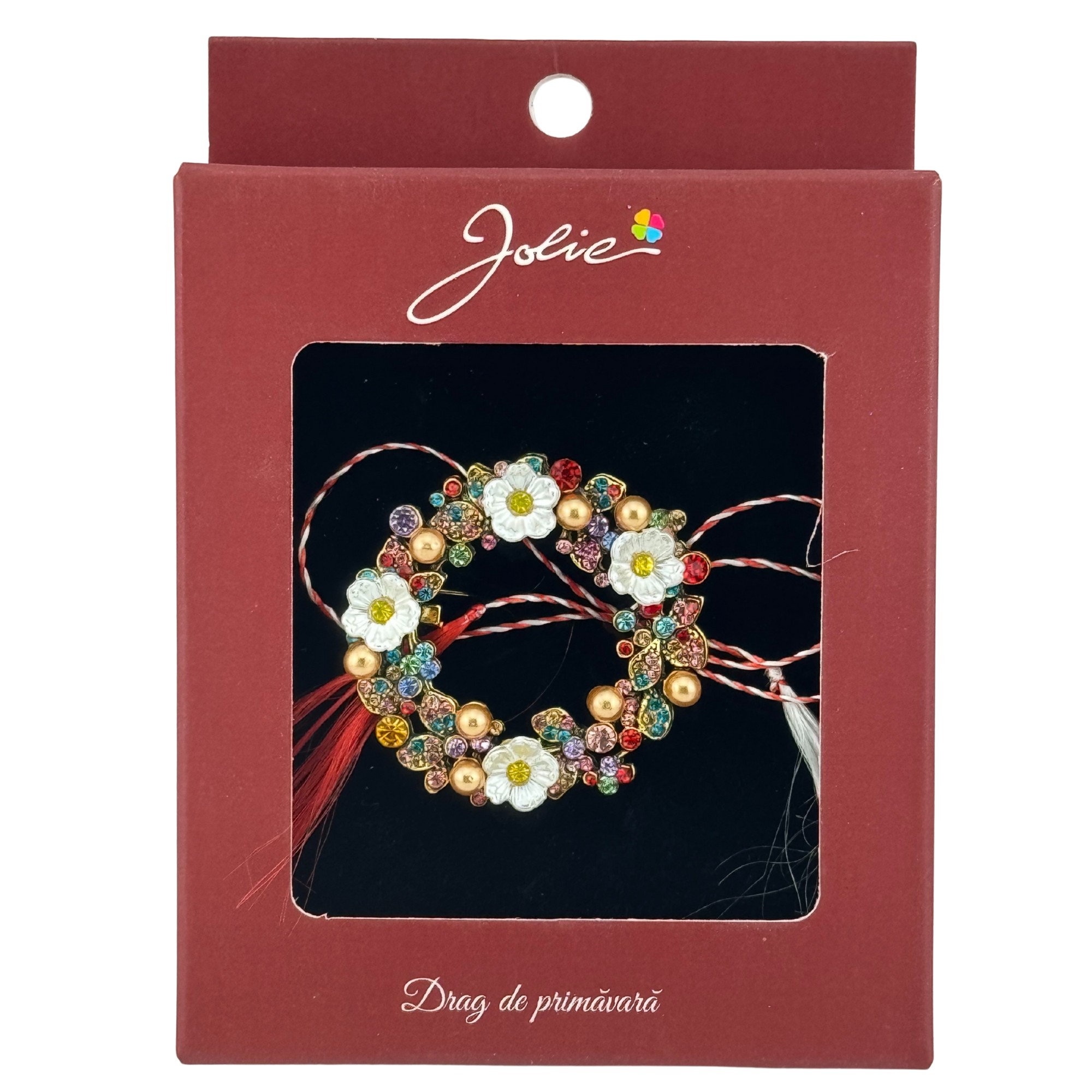 Martisoare Brosa Vintage - Brosa Vintage, Jolie, Material Metal, Ambalaj Carton, Dimensiune Brosa Aproximativ 4-6 cm, Model Coronita de Flori, Multicolor