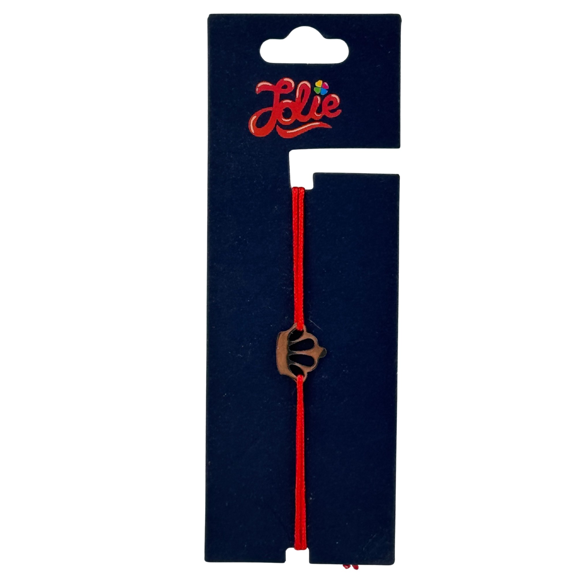 Martisor Bratara din Inox pentru Copii, Jolie, Textil si Inox, Snur Rosu, Model Coroana, Argintiu