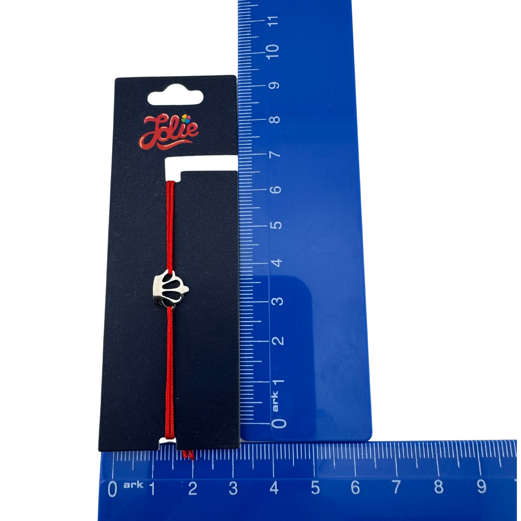 Martisor Bratara din Inox pentru Copii, Jolie, Textil si Inox, Snur Rosu, Model Coroana, Argintiu