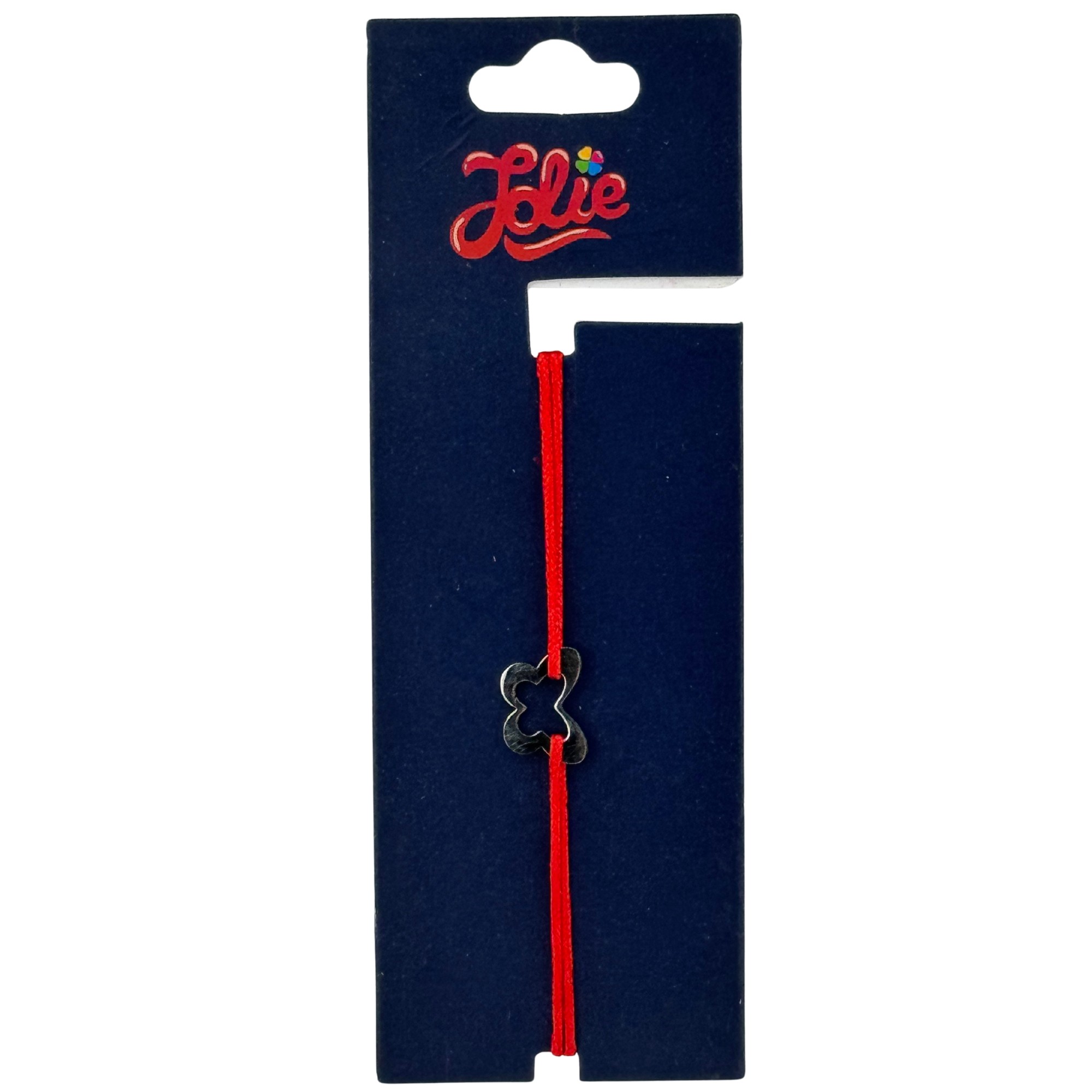 Martisor Bratara din Inox pentru Copii, Jolie, Textil si Inox, Snur Rosu, Model Fluture, Argintiu