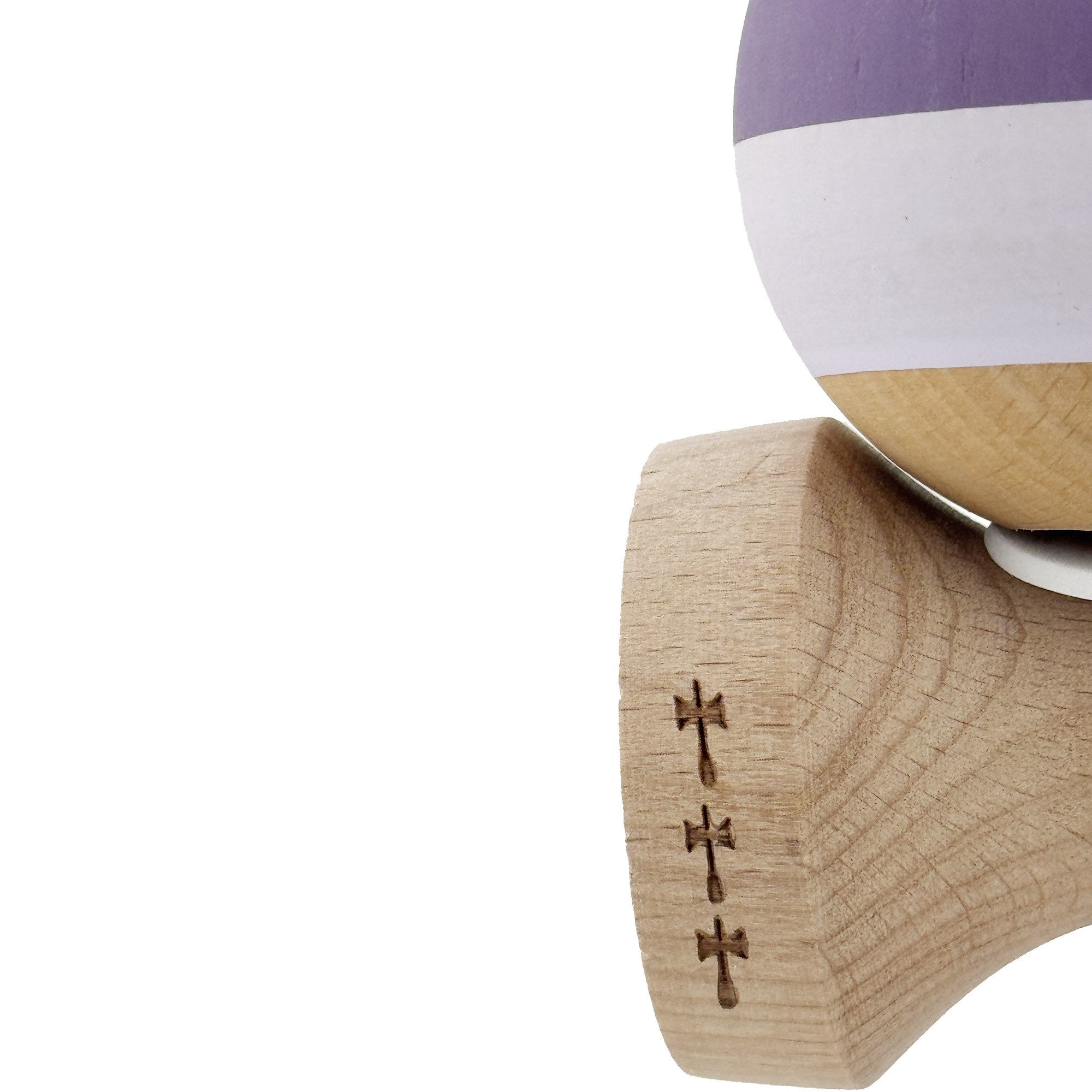 Kendama X Originala, Profesionala, Flippy, Rubber Grip, Cupe Mari KING SIZE V3, Gaura in Baza, Rulment Metalic, din lemn 18 cm, Ata 62/65 cm, Special Purpuriu/Mov/Lila