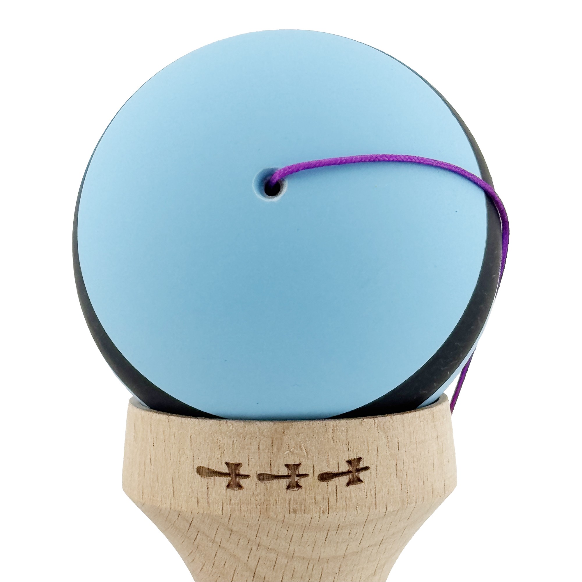 Kendama X Originala, Profesionala, Flippy, Cupe Mari KING SIZE V3, Rubber Grip, Gaura in Baza, Rulment Metalic, din lemn 18 cm, Ata 62/65 cm, M Bleu/Negru/Bleu