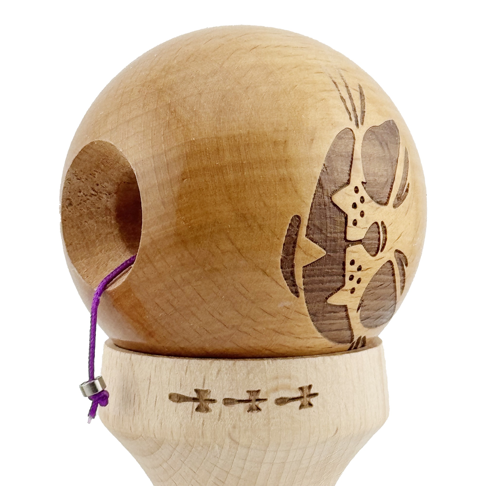 Kendama X Originala, Profesionala, Flippy, Crazy Cat, Super Sticky, Cupe Mari KING SIZE V3, Gaura in Baza, Rulment Metalic, din lemn 18 cm, Ata 62/65 cm, Maro