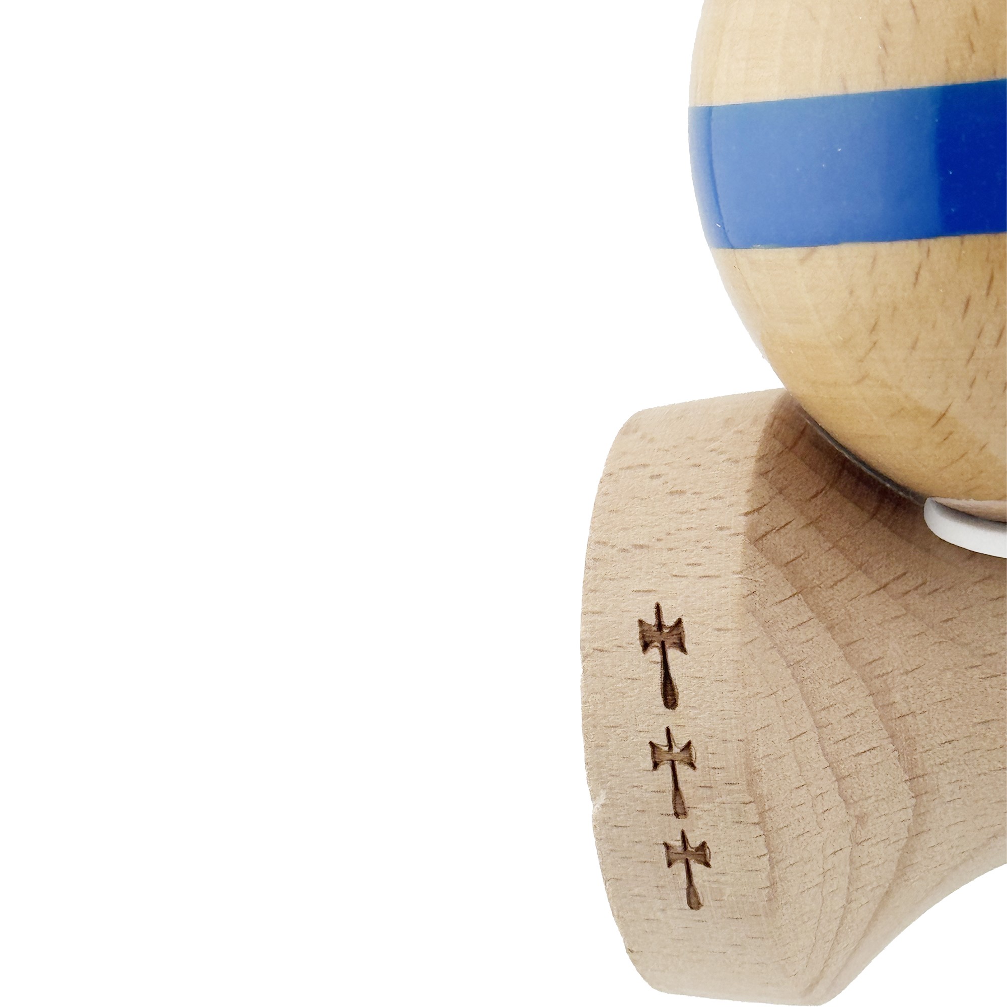 Kendama X Originala, Profesionala, Flippy, Super Sticky, Cupe Mari KING SIZE V3, Gaura in Baza, Rulment Metalic, din lemn 18 cm, Ata 55 cm, Original Albastru