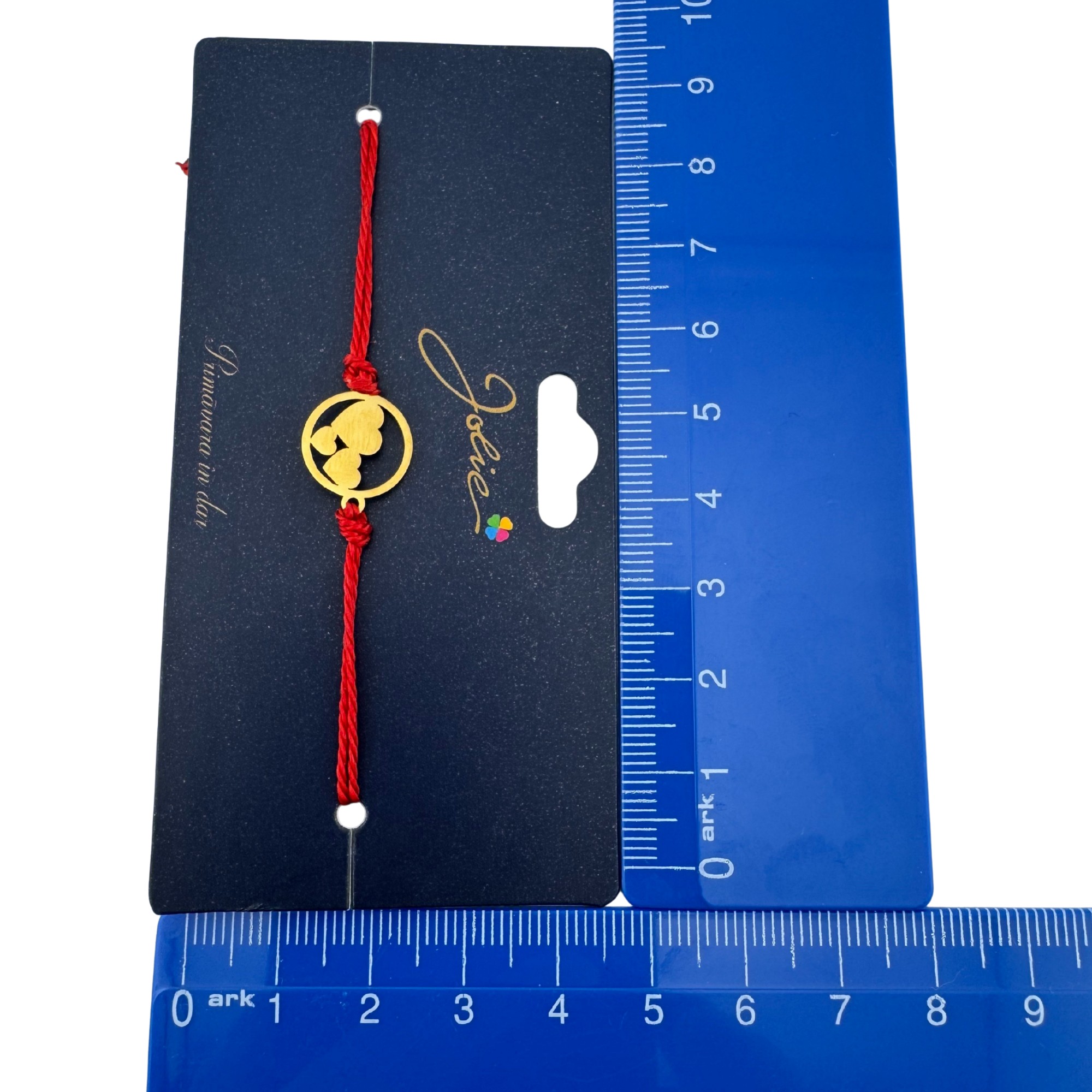 Martisor Bratara Primavara, Textil si Inox, Jolie, Snur Rosu, Model Trei Inimi, Auriu