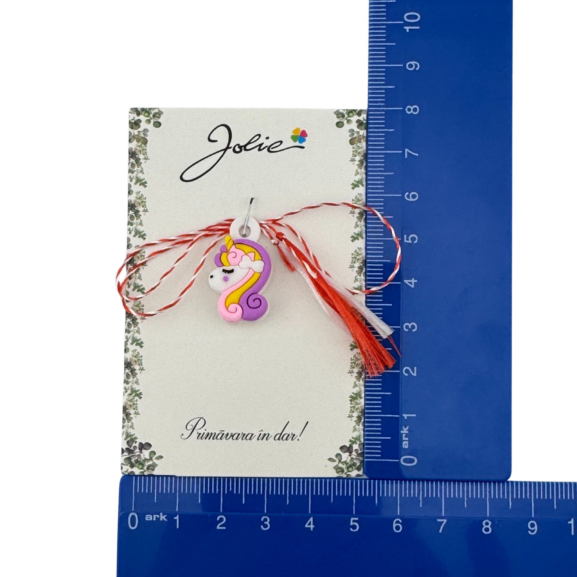 Martisor pentru Copii, Jolie, Material Cauciuc, Ambalaj Carton cu Design, Multicolor, Model Unicorn