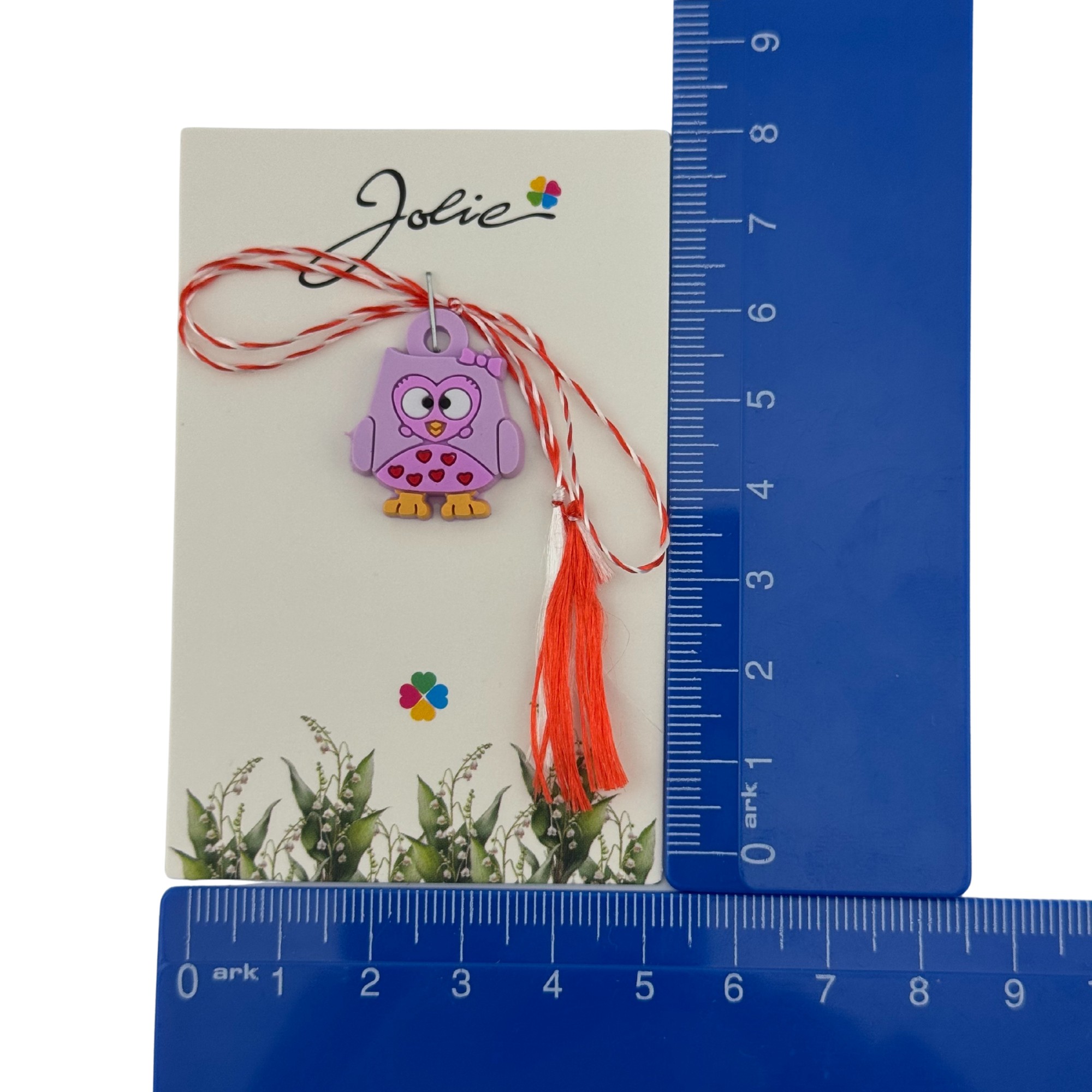 Martisor pentru Copii, Jolie, Material Cauciuc, Ambalaj Carton cu Design, Multicolor, Model Bufnita