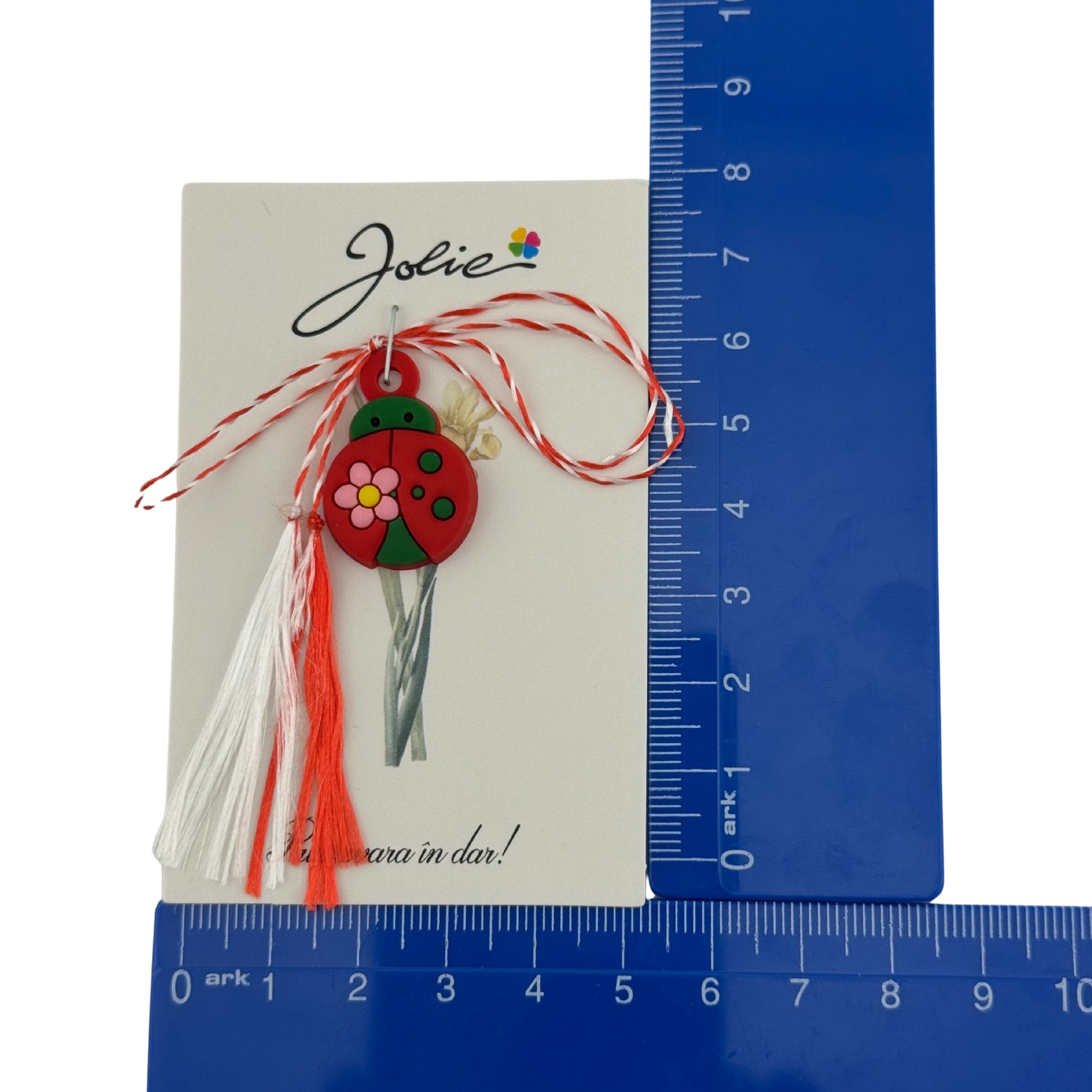 Martisor pentru Copii, Jolie, Material Cauciuc, Ambalaj Carton cu Design, Multicolor, Model Buburuza