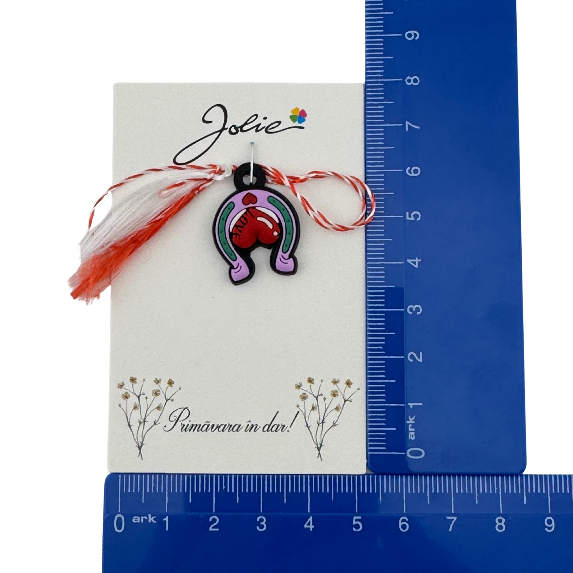 Martisor pentru Copii, Jolie, Material Cauciuc, Ambalaj Carton cu Design, Multicolor, Model Potcoava
