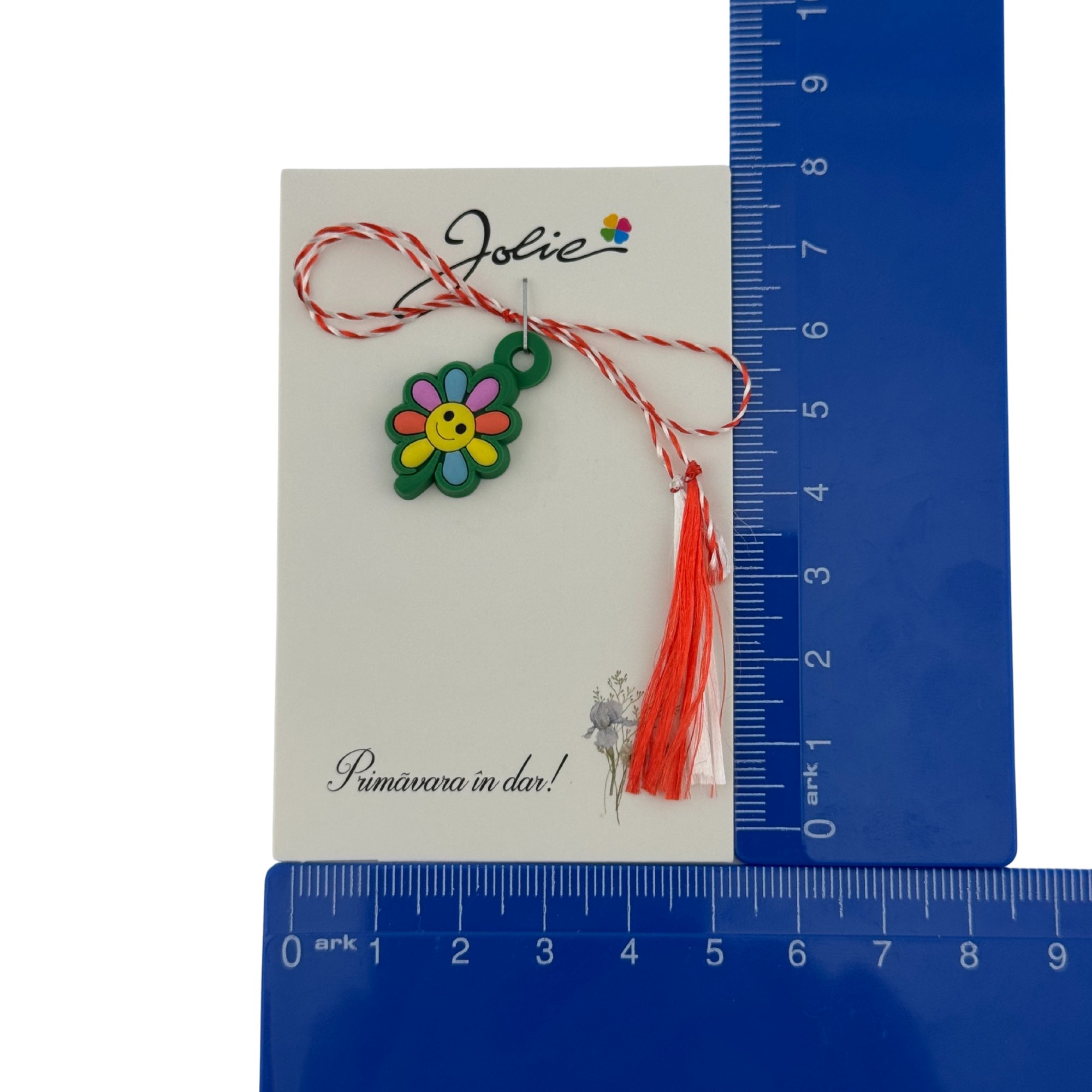 Martisor pentru Copii, Jolie, Material Cauciuc, Ambalaj Carton cu Design, Multicolor, Model Floare