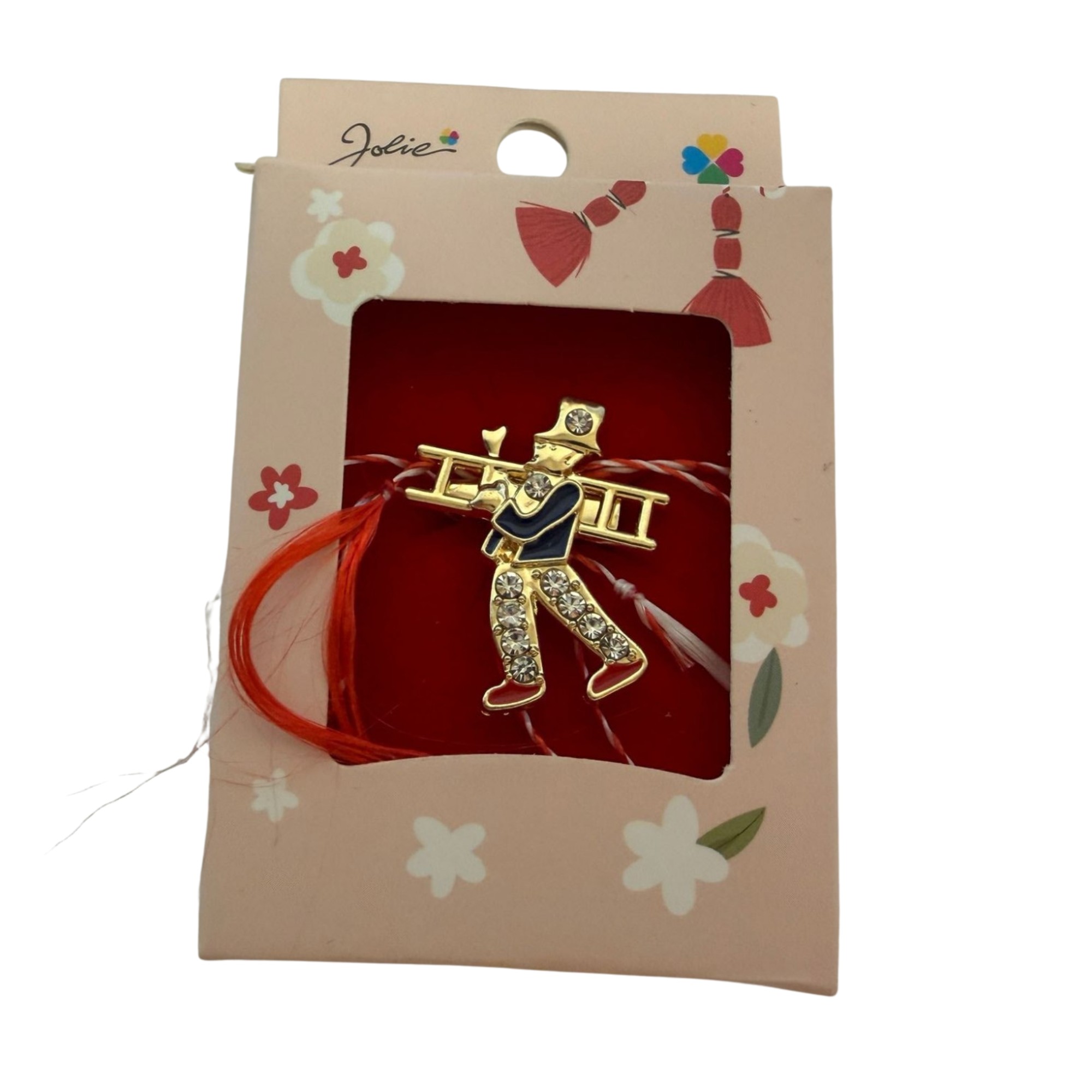 Martisor Brosa Mica in Cutie, Jolie, Dimensiune Brosa 2.5-3cm, Material Metal, Model Hornar, Cutie Roz