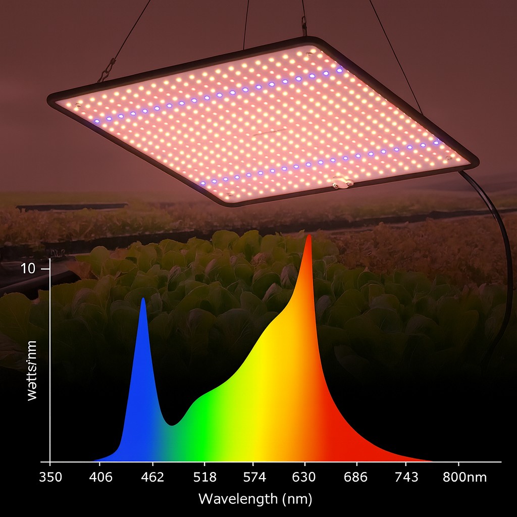Lampa Crestere Plante, Flippy, Model Keel Edge, 500 LED, 85-265 V, 45 W, Spectru Alb Cald, Rosu si Albastru, 30 x 30 cm, Negru