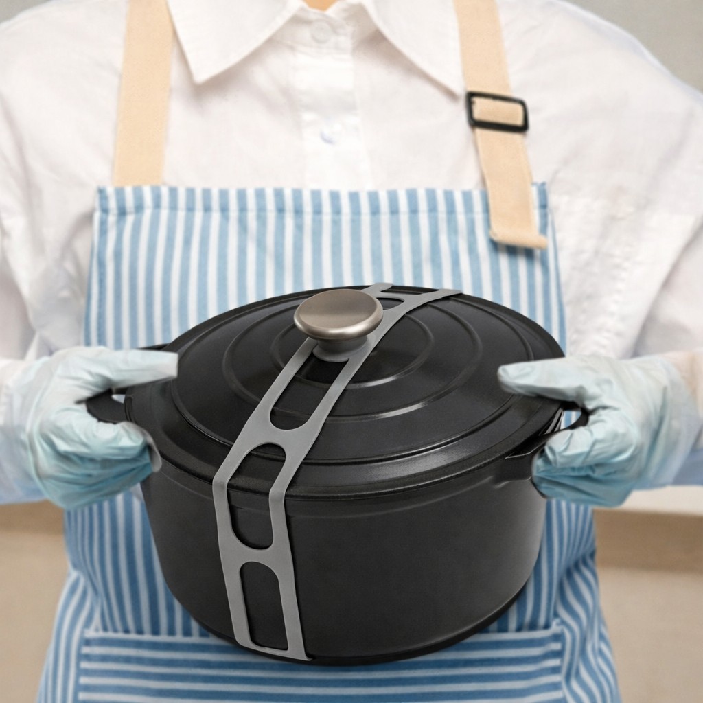 Curea de Fixare pentru Capace si Vase, Flippy, Silicon Reutilizabil, Rezistenta la Temperaturi Ridicate, 54 x 5 cm, Gri