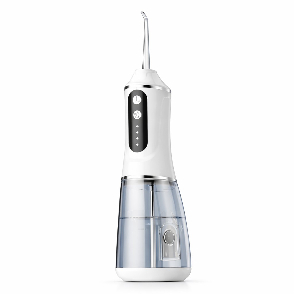 Irigator Bucal Electric, Flippy,  Portabil, Dus Bucal pentru Curatare, Indepartare Tartru, 4 Capete, 25 x 8 x 8 cm, Alb