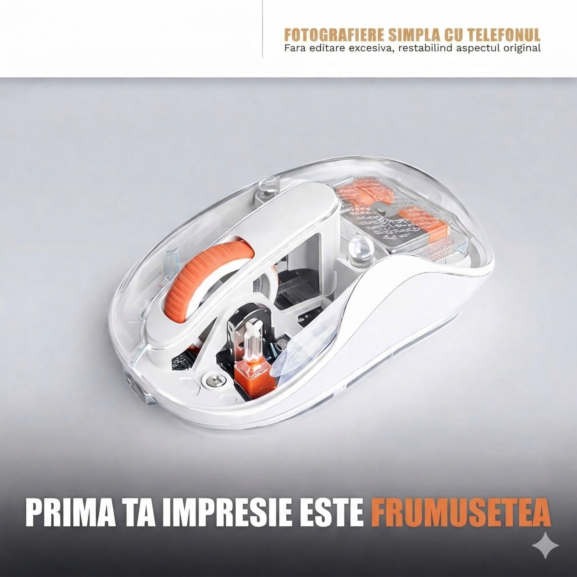 Mouse Wireless, Flippy, Dual Bluetooth, 2.4 GHz, Multi Device, USB-C, 4 Niveluri DPI 800-2400, Reincarcabil, Iluminare LED, Compatibil MacBook/iPad/Laptop 10 x 6 cm, Alb