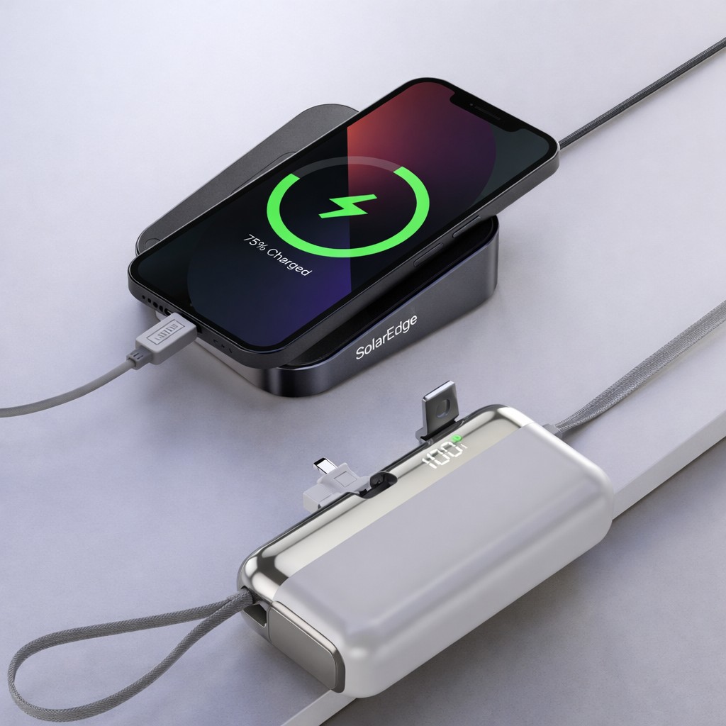 Baterie Externa, Flippy, Power Bank, Capsule, 10000 mAh, Design Compact, Incarcare Rapida, Compatibilitate Universala, 9 x 5 x 2,5 cm, Alb