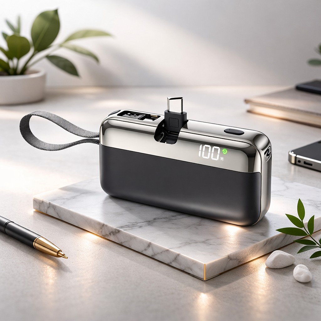 Baterie Externa, Flippy, Power Bank, Capsule, 10000 mAh, Design Compact, Incarcare Rapida, Compatibilitate Universala, 9 x 5 x 2,5 cm, Negru