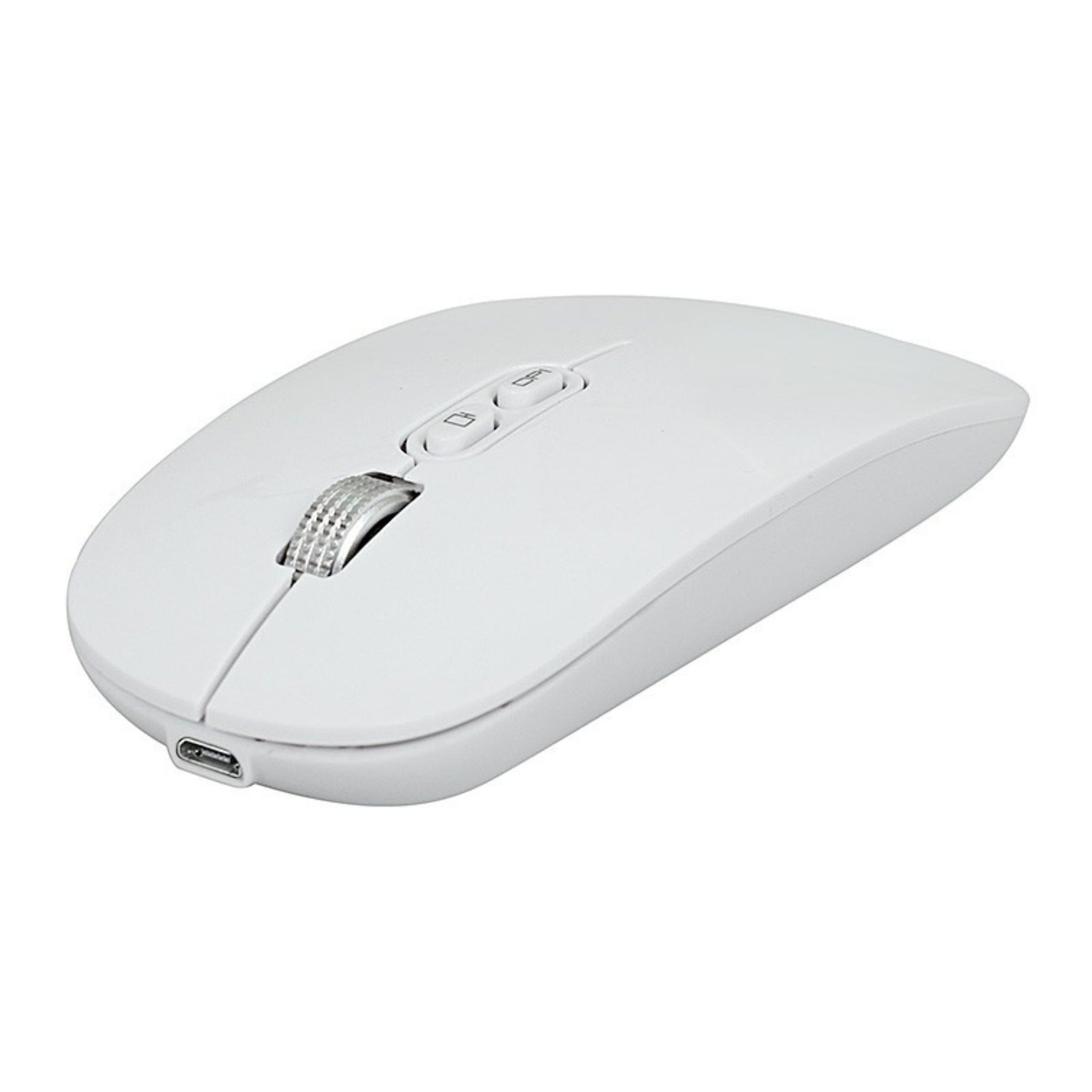 Mouse Wireless Reincarcabil, Flippy, Compatibil Windows/macOS, Bluetooth 5.1 + 2.4GHz, Silentios, DPI 800/1200/1600, Alb