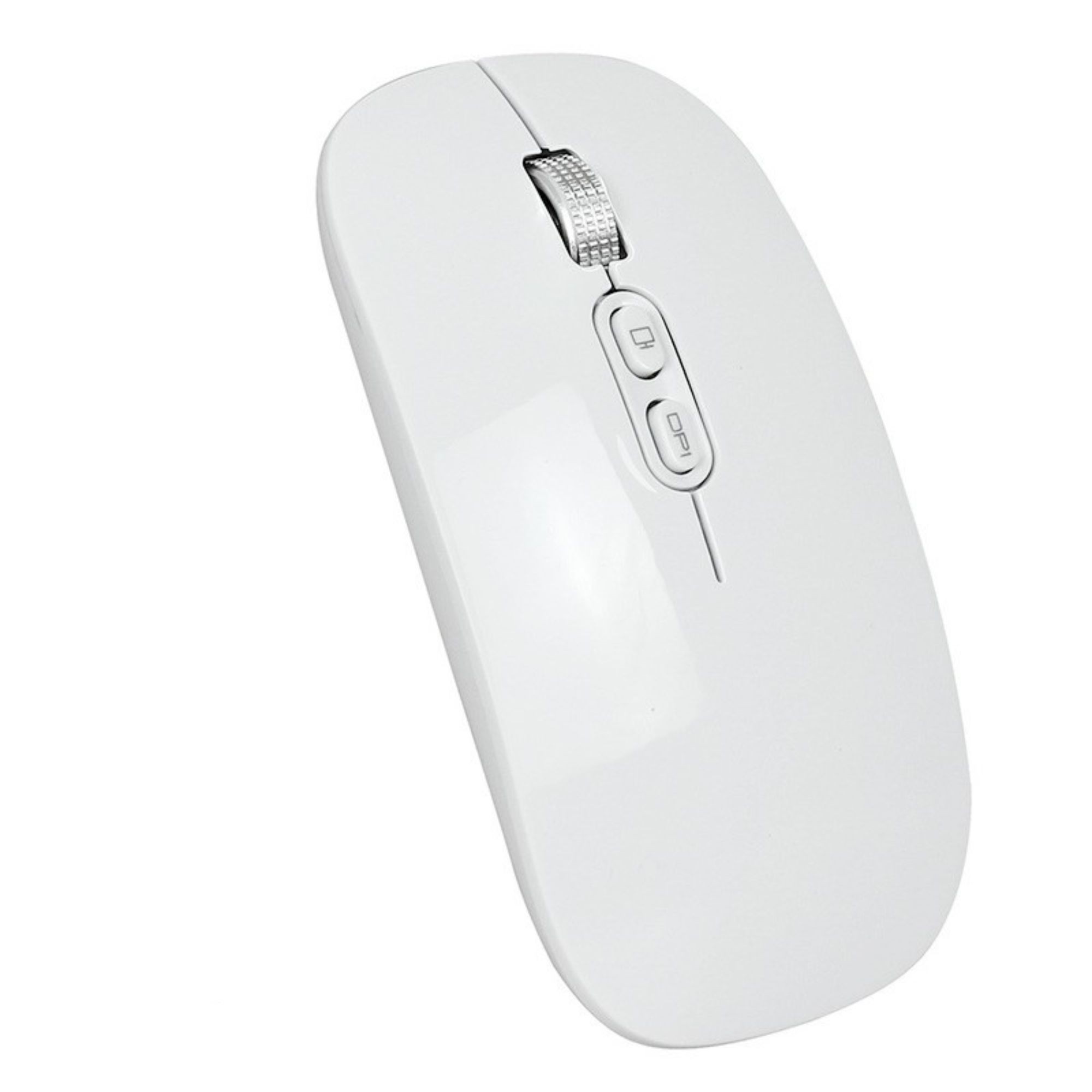 Mouse Wireless Reincarcabil, Flippy, Compatibil Windows/macOS, Bluetooth 5.1 + 2.4GHz, Silentios, DPI 800/1200/1600, Alb