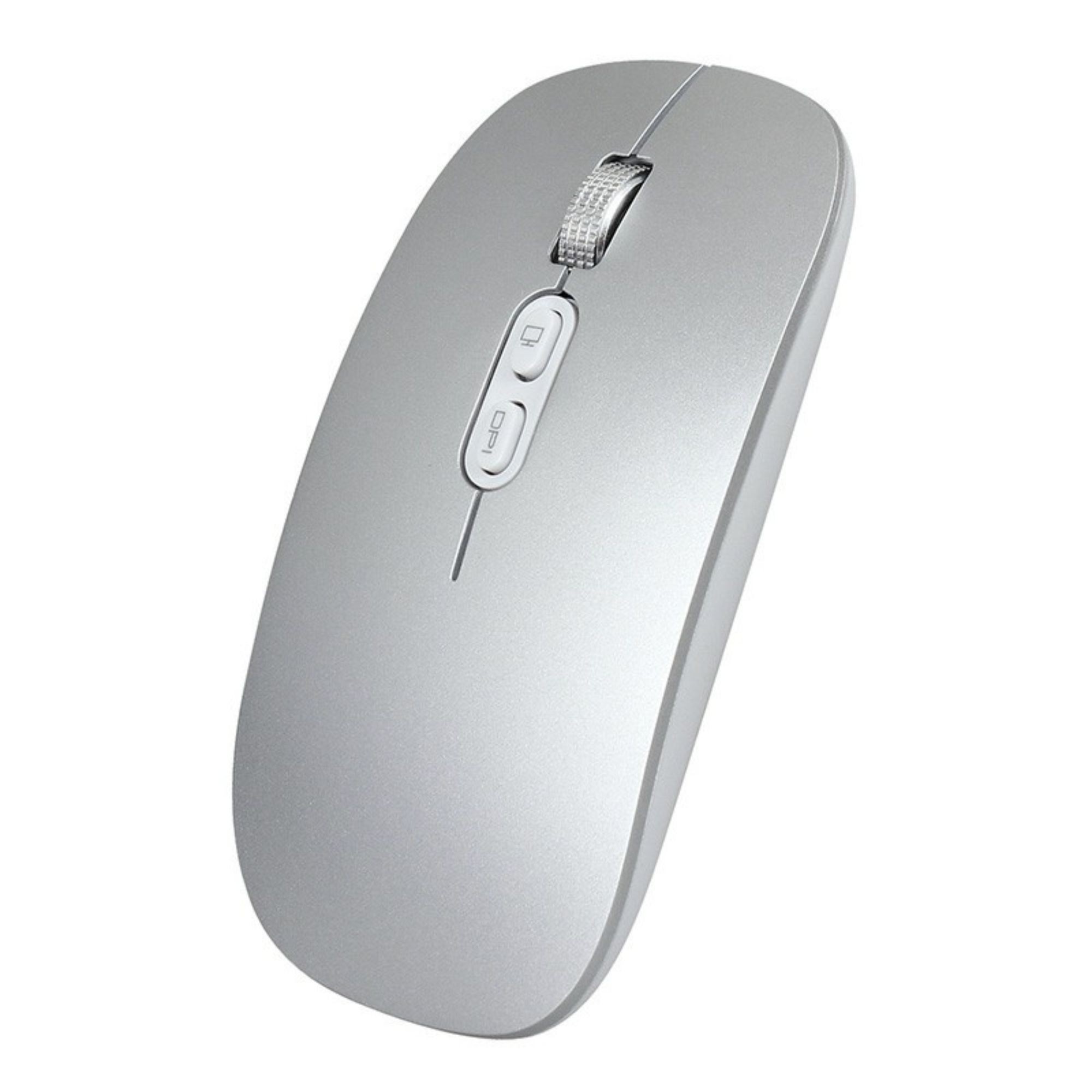 Mouse Wireless Reincarcabil, Flippy, Compatibil Windows/macOS, Bluetooth 5.1 + 2.4GHz, Silentios, DPI 800/1200/1600, Argint