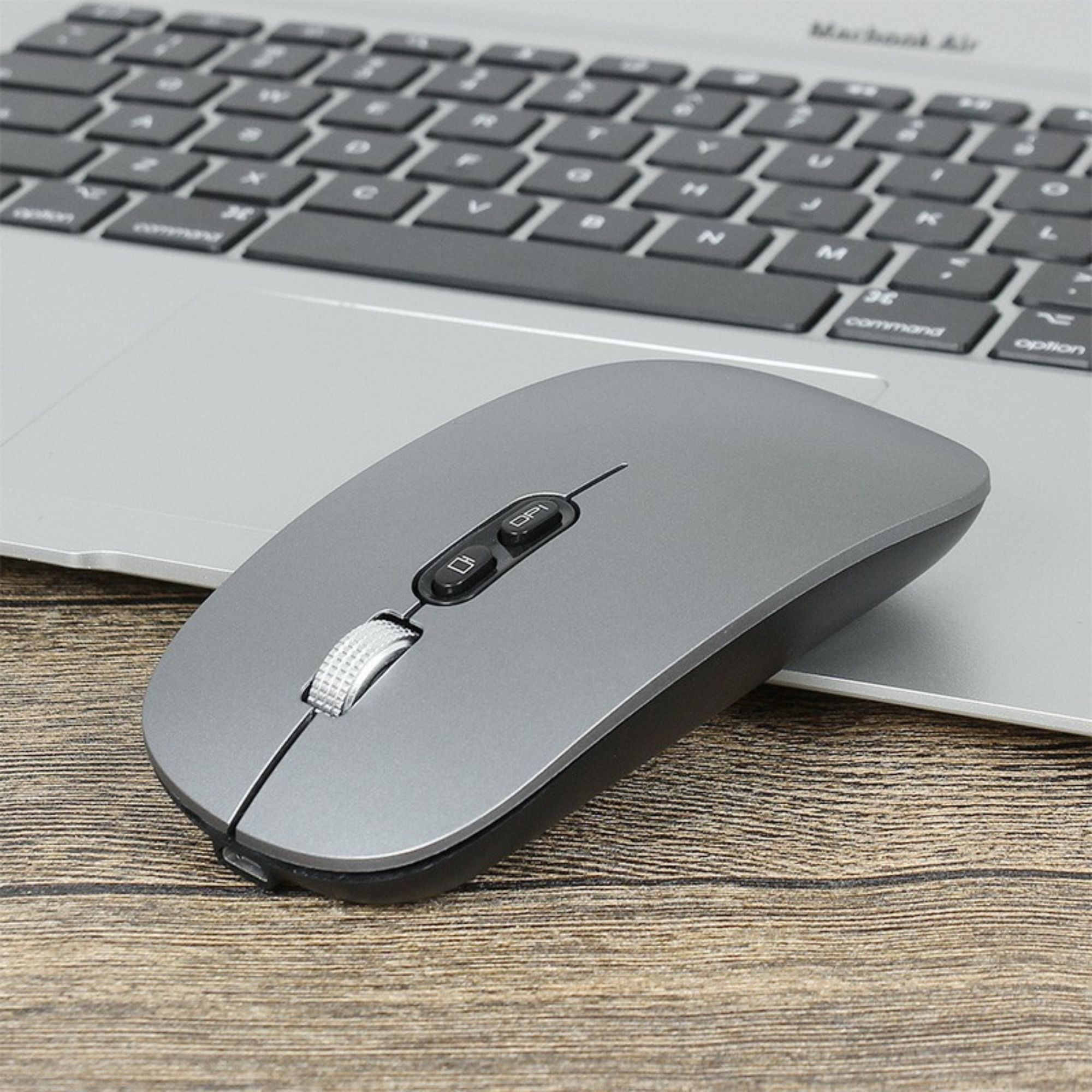 Mouse Wireless Reincarcabil, Flippy, Compatibil Windows/macOS, Bluetooth 5.1 + 2.4GHz, Silentios, DPI 800/1200/1600, Gri Inchis