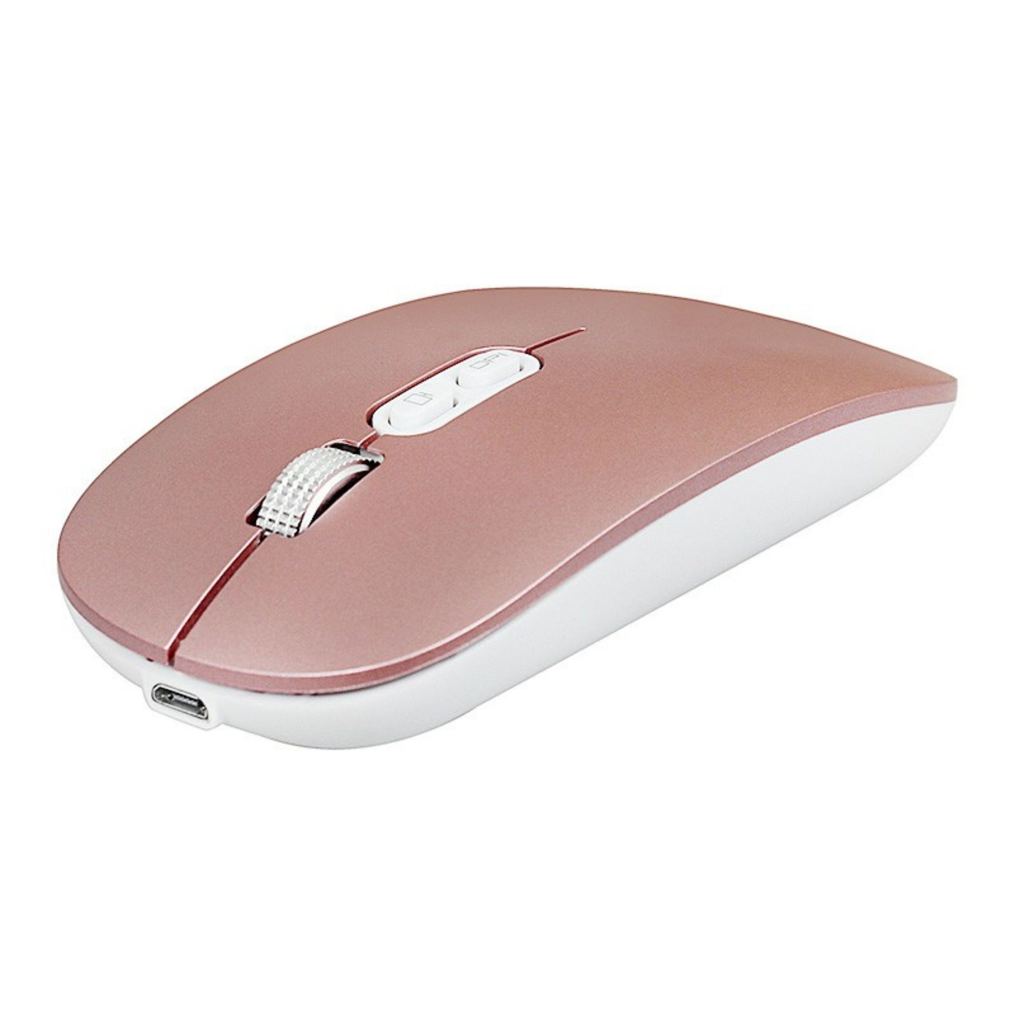 Mouse Wireless Reincarcabil, Flippy, Compatibil Windows/macOS, Bluetooth 5.1 + 2.4GHz, Silentios, DPI 800/1200/1600, Roz Auriu