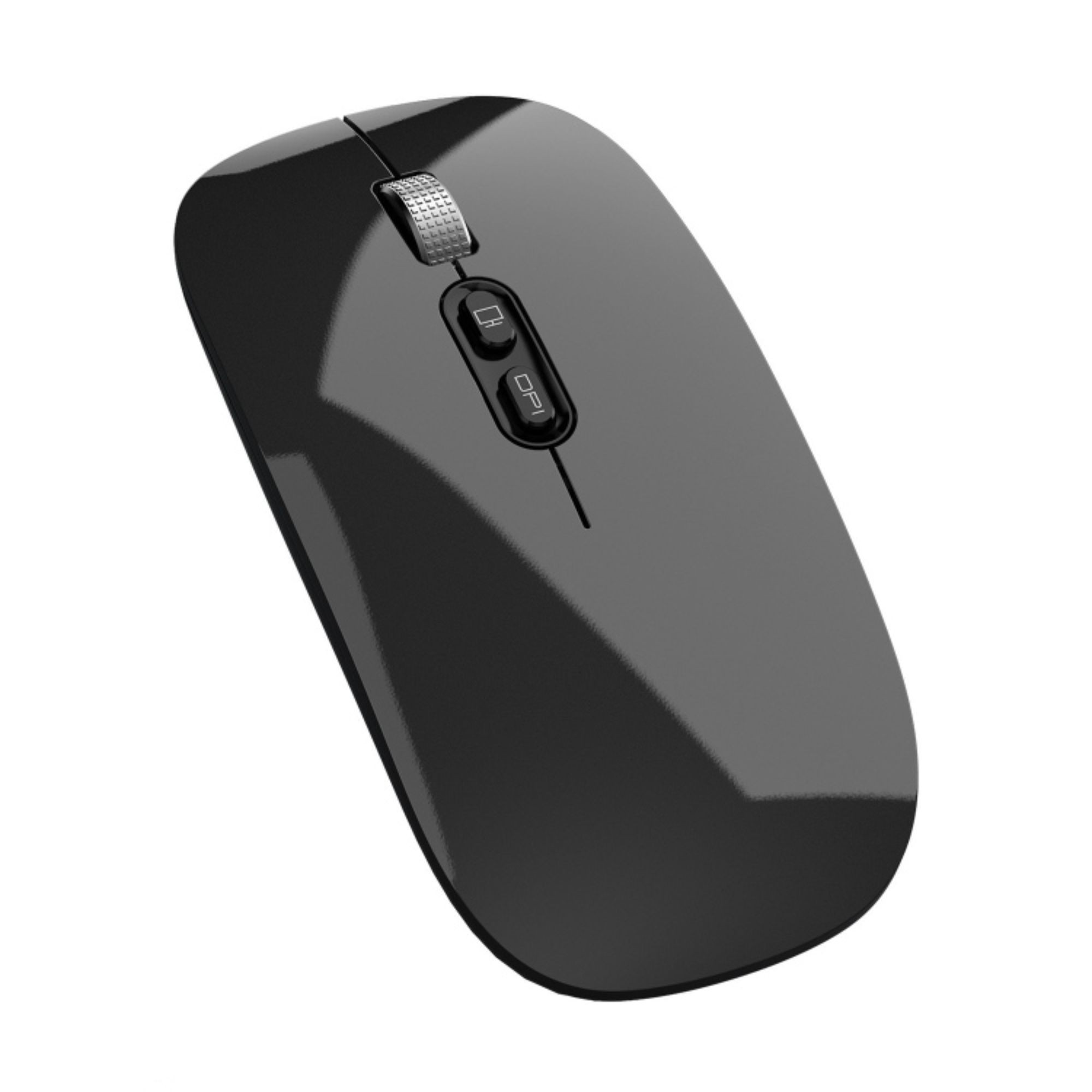 Mouse Wireless Reincarcabil, Flippy, Compatibil Windows/macOS, Bluetooth 5.1 + 2.4GHz, Silentios, DPI 800/1200/1600, Negru
