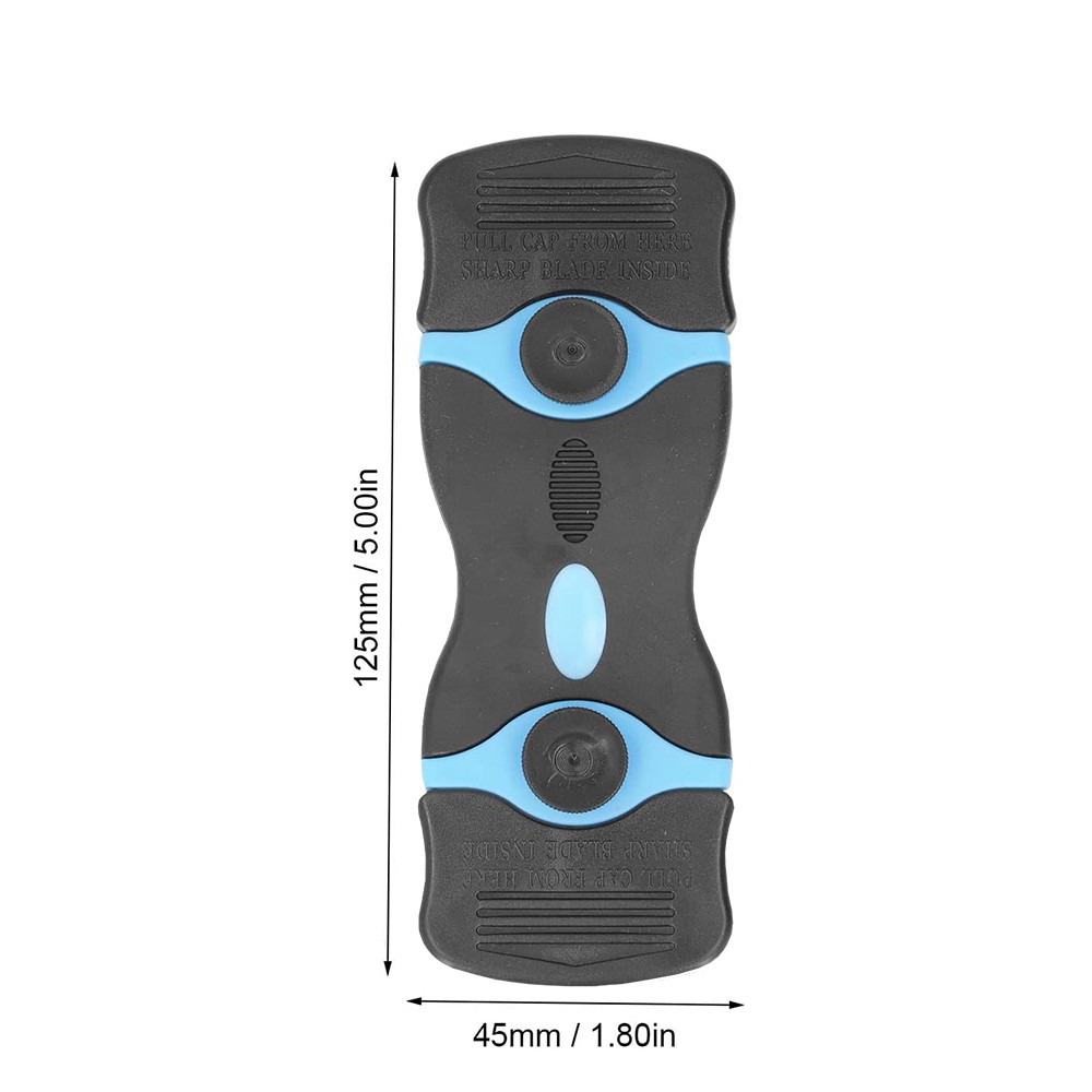 Racleta Multifunctionala pentru Curatare Sticla si Ceramica, Flippy, Design Ergonomic, Maner Anti-alunecare, Include 20 de Lame de Schimb, 12,5 x 4,5 cm, Albastru