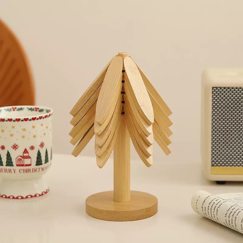 Suport Termic pentru Vase Fierbinti, Flippy, Bambus, Izolatie Termica, Rezistenta la Temperatura Inalta, 21 x 13.5 cm, Maro Deschis