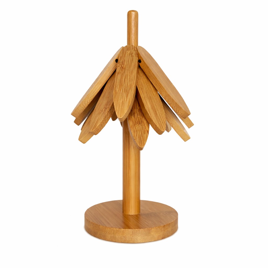 Suport Termic pentru Vase Fierbinti, Flippy, Bambus, Izolatie Termica, Rezistenta la Temperatura Inalta, 21 x 13.5 cm, Maro Deschis