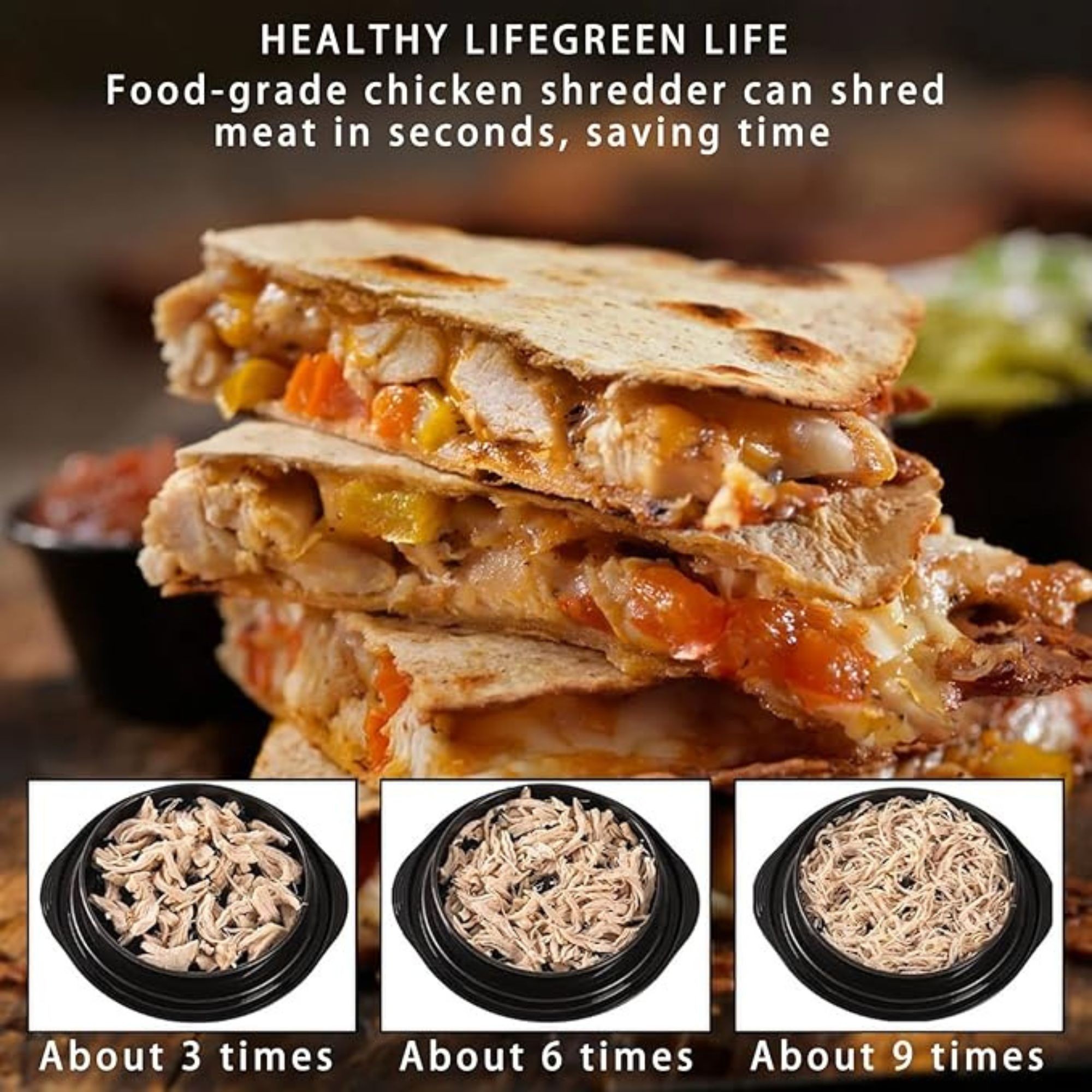 Tocator Manual pentru Carne, Flippy, cu Capac Transparent, Tocator de Pui Antiderapant, Manere Ergonomice, 25 x 25 x 5.5 cm, Negru