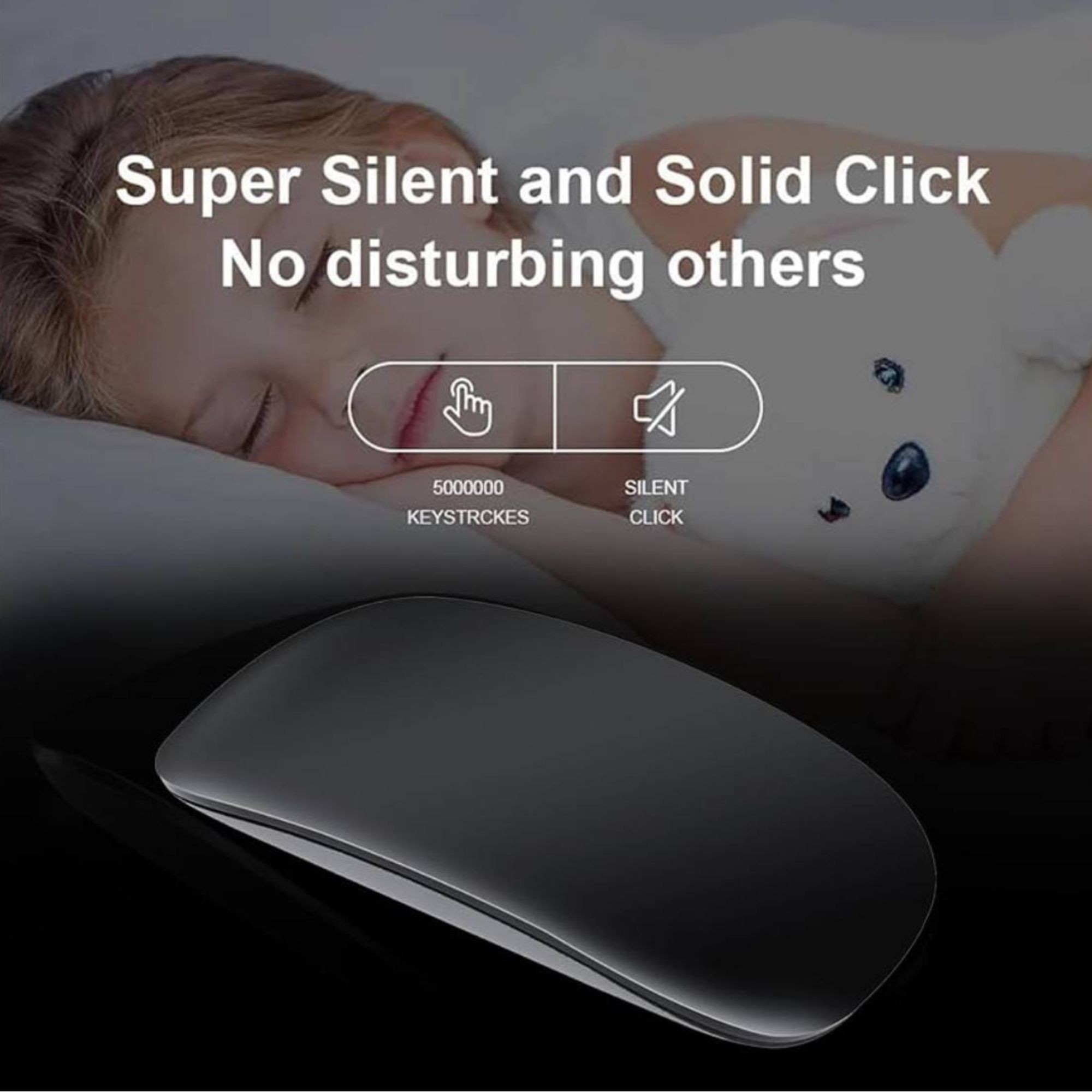 Mouse Wireless cu Gesturi, FLIPPY, Bluetooth + 2.4GHz, Reincarcabil USB, Ultra Subtire, 1600 DPI, Silentios, Design Elegant si Compact, Compatibil cu Laptop/PC, Telefon si Tableta, Ideal pentru Birou si Calatorii, Negru