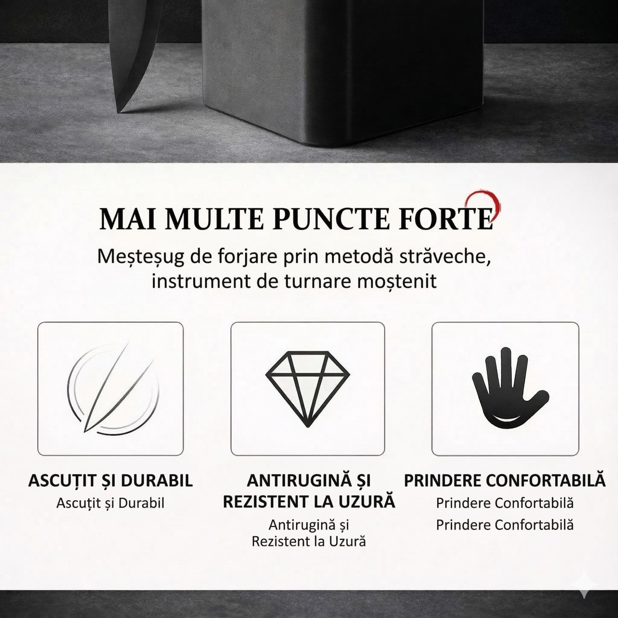 Cutite Bucatarie, Set 9 Piese, Flippy, Otel Inoxidabil cu Acoperire Antiaderenta, Suport Depozitare Inclus, 6 Cutite, Tija Ascutire si Foarfeca Bucatarie, 31 x 10 x 10 cm, Negru