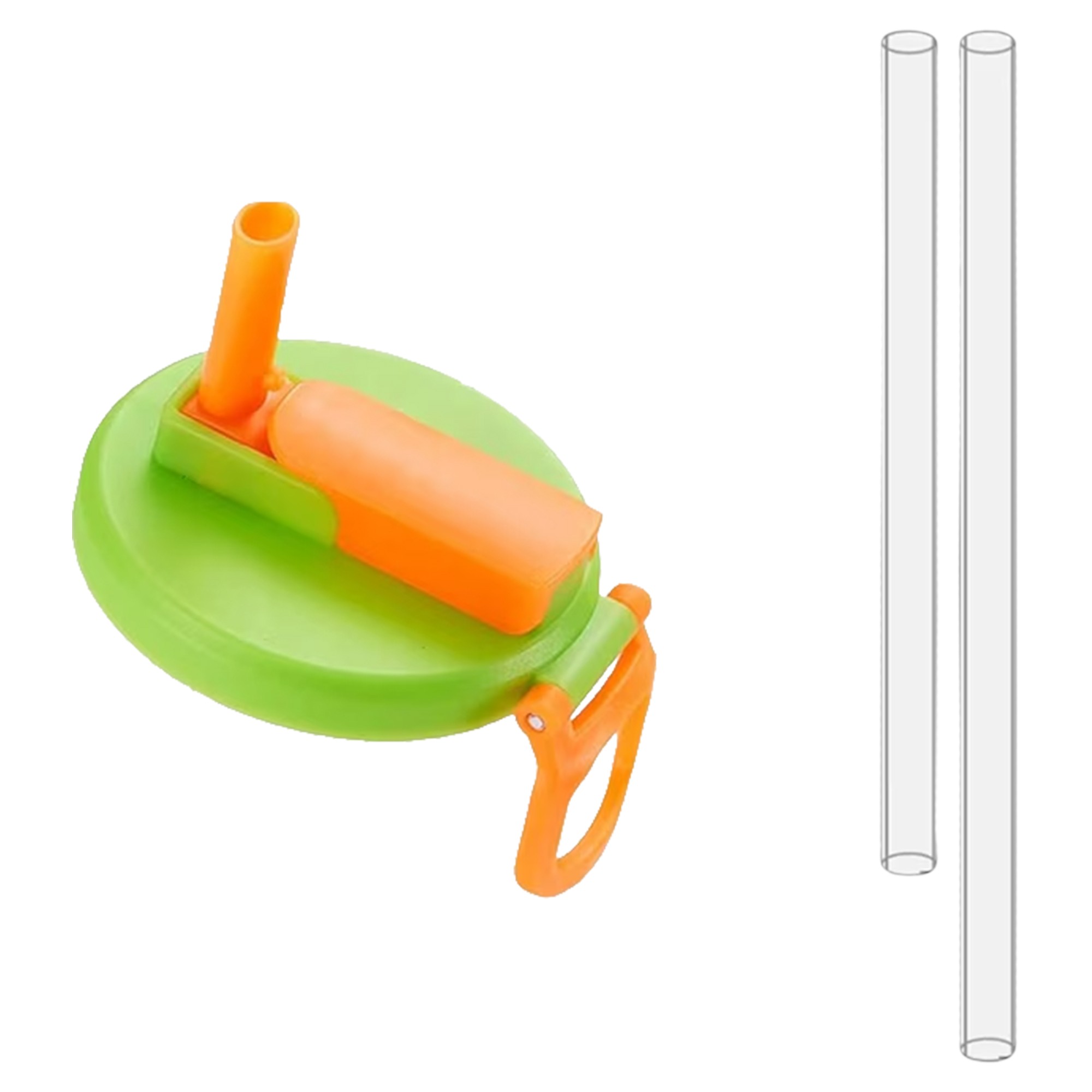 Capac Anti Varsare pentru Doze, Flippy, Model cu Pai Transparent, Reutilizabil, din Plastic, cu Maner Transportabil, 5.4 cm, Verde