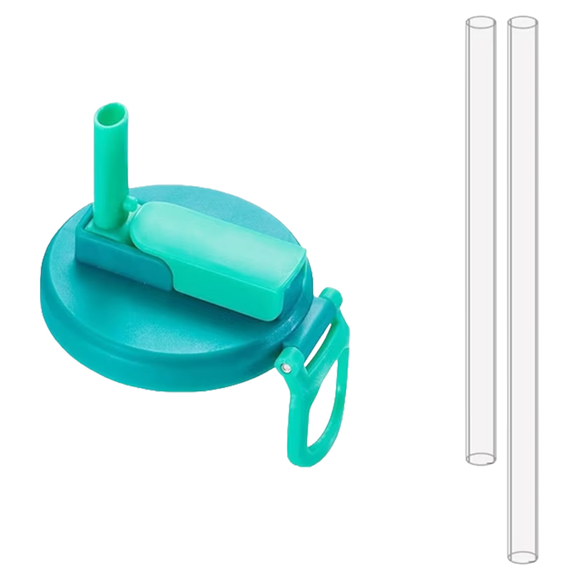 Capac Anti Varsare pentru Doze, Flippy, Model cu Pai Transparent, Reutilizabil, din Plastic, cu Maner Transportabil, 5.4 cm, Albastru