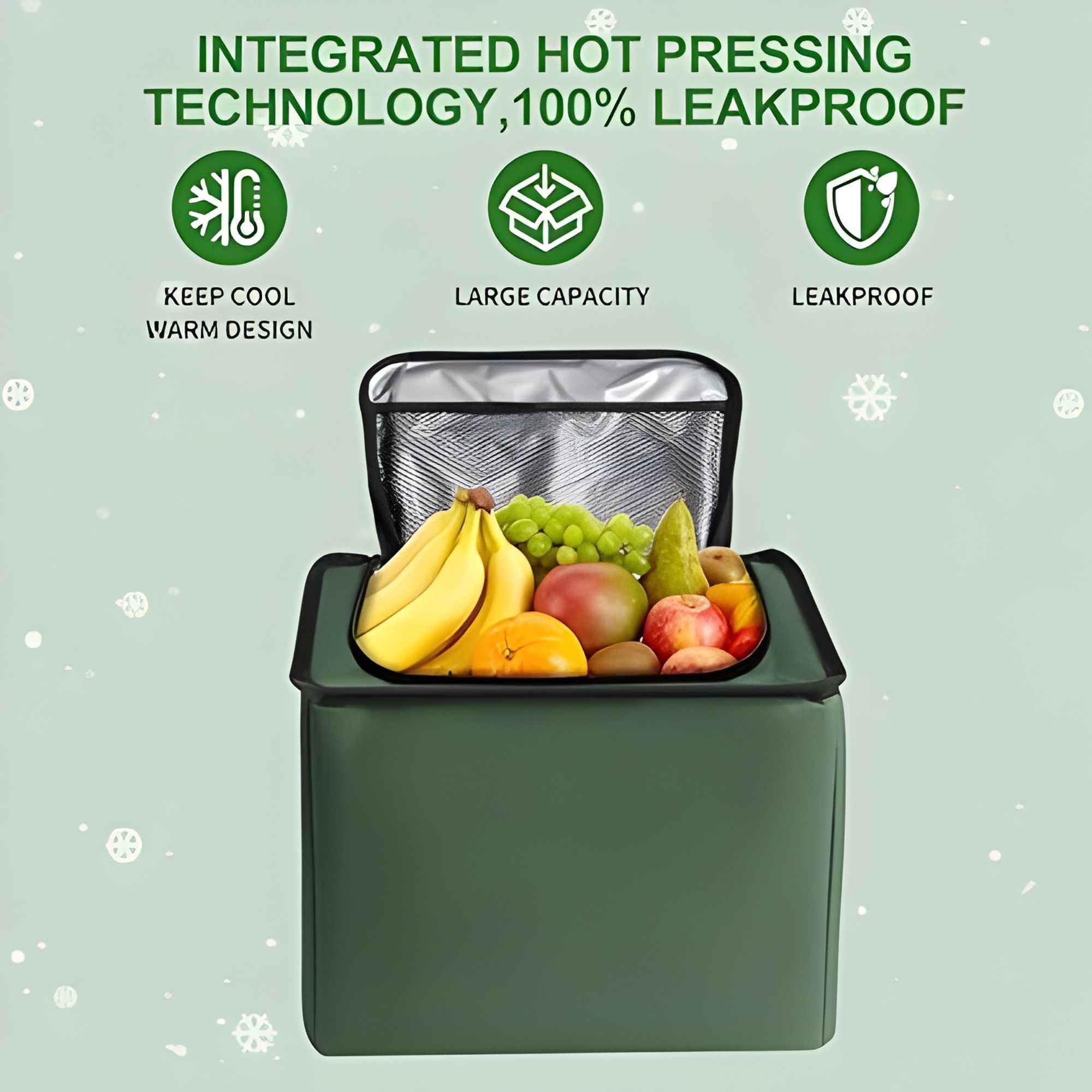 Organizator Auto pentru Portbagaj, Flippy, Model Pliabil, din Panza, cu Geanta Termoizolanta Detasabila, 3 Compartimente, Curele Ajustabile, 90 x 35 x 30 cm, Verde