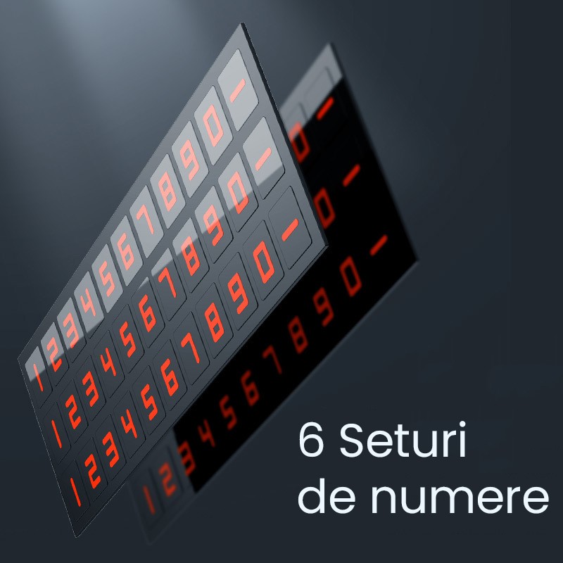 Suport Numar de Telefon pentru Parcare Auto, Flippy, Suport pentru Numarul de telefon, Pop-Up pentru Ascundere, Banda Adeziva Inclusa, 150 x 52 x 60 mm, Cifre Rosii, Space Gray