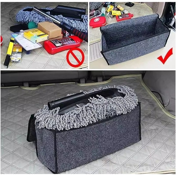 Organizator Portbagaj Auto Pliabil, Flippy, Cutie Depozitare Multifunctionala, Material Textil Non Woven, 50 x 17 x 24 cm, Gri