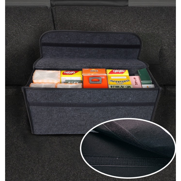 Organizator Portbagaj Auto Pliabil, Flippy, Cutie Depozitare Multifunctionala, Material Textil Non Woven, 50 x 17 x 24 cm, Gri