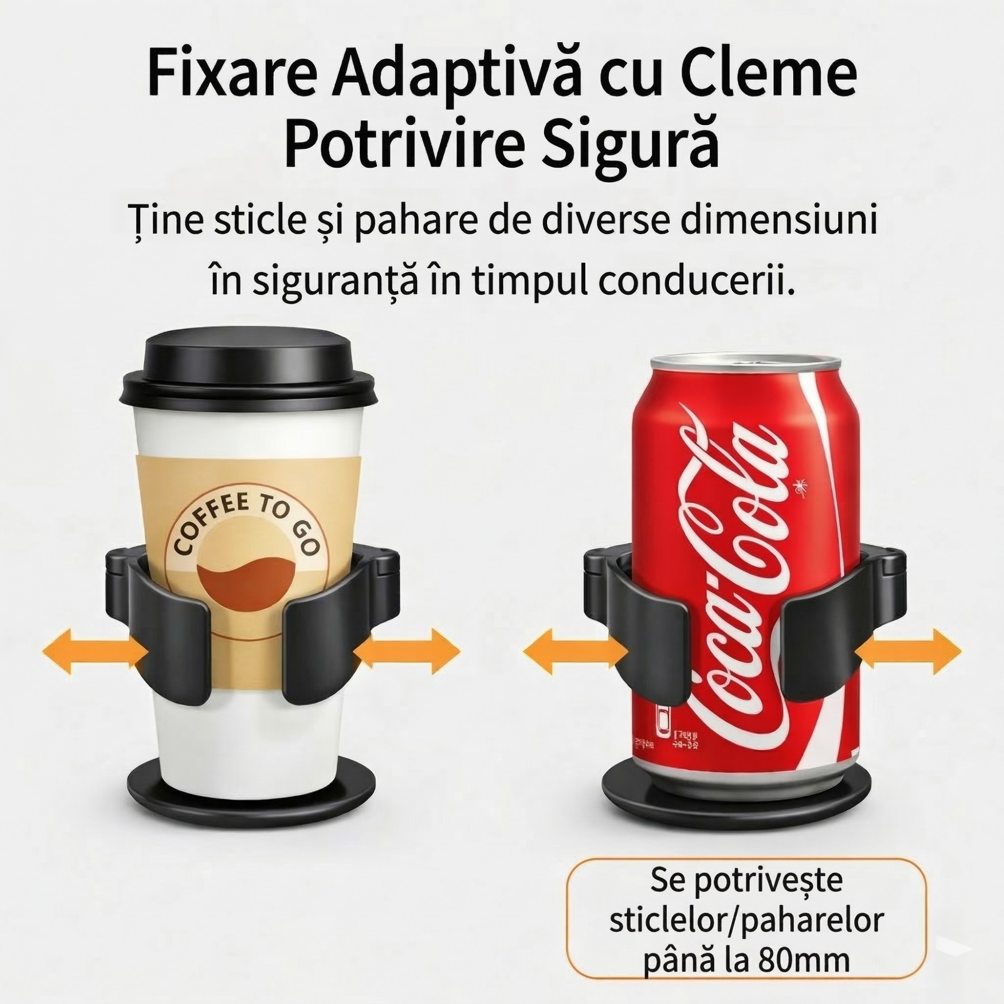 Suport Pahar Auto Pentru Grila Ventilatie, Flippy, Montaj Pe Aerisire, Multifunctional, ABS, Negru