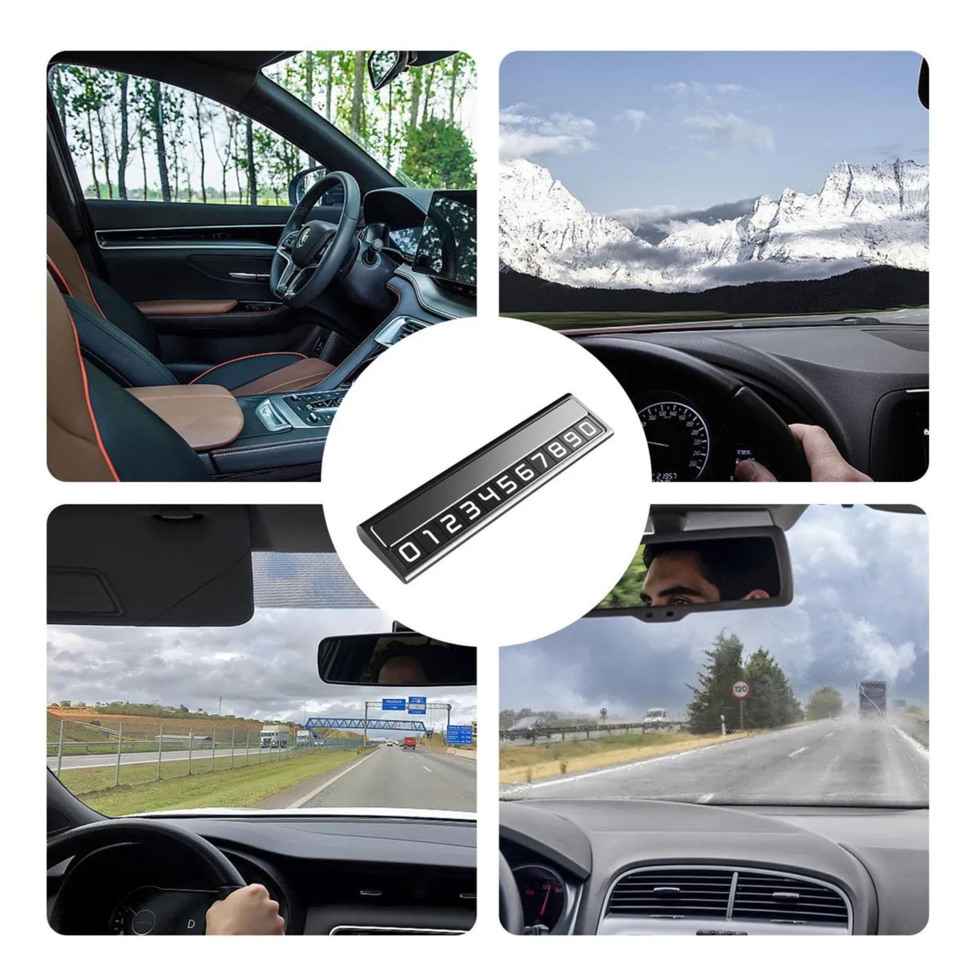 Suport Auto Numar Telefon Parcare, Flippy, Design Metalic cu Capac, Afisaj Ascuns Rabatabil, Cifre Magnetice Fluorescente, 11.8 x 3 x 1 cm, Negru 