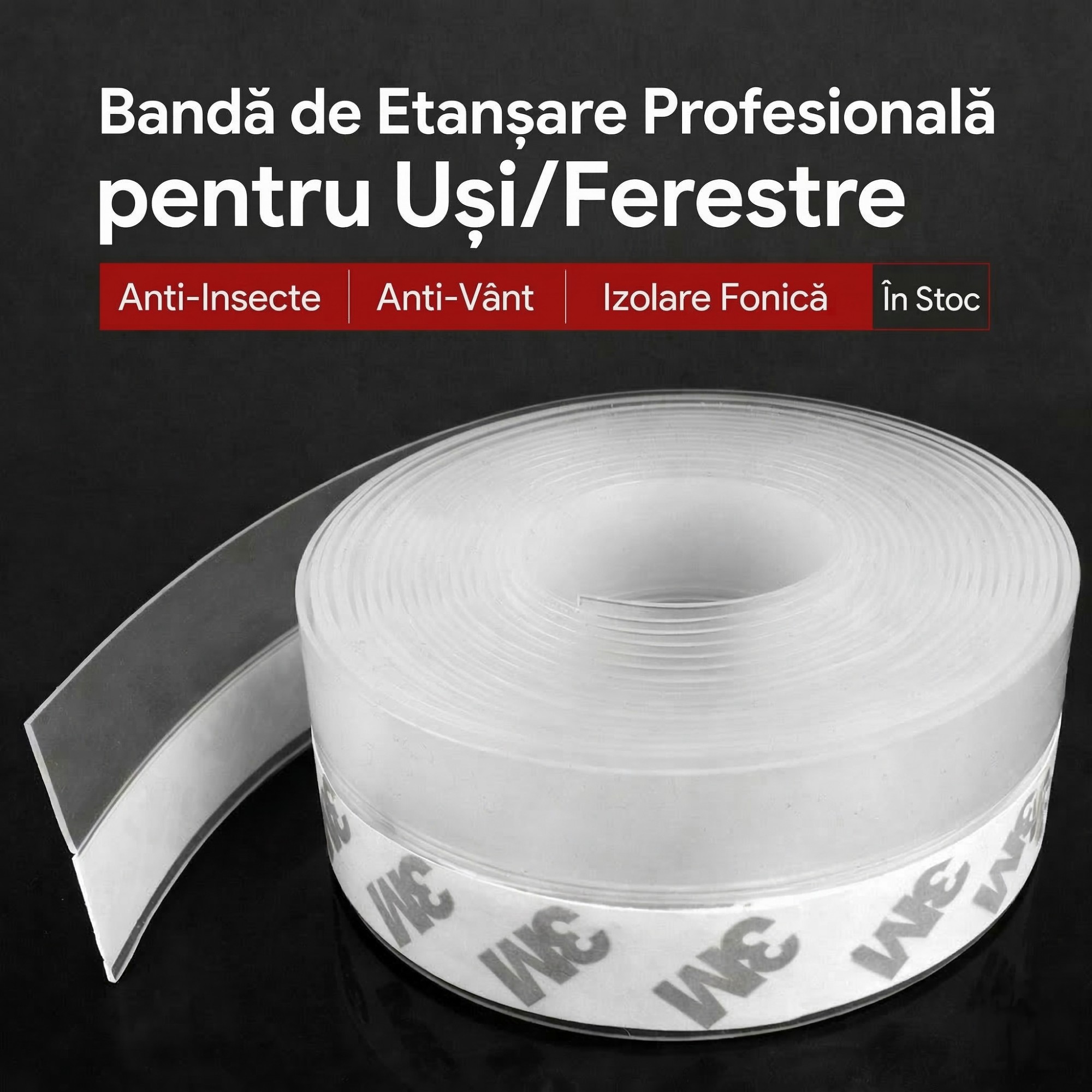 Banda Etansare Usa si Geam, Flippy, Silicon Transparent, 3.5 cm x 5 m