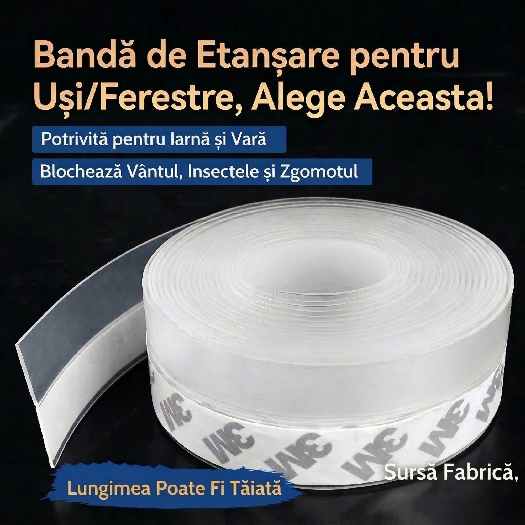 Banda Etansare Usa si Geam, Flippy, Silicon Transparent, 3.5 cm x 5 m