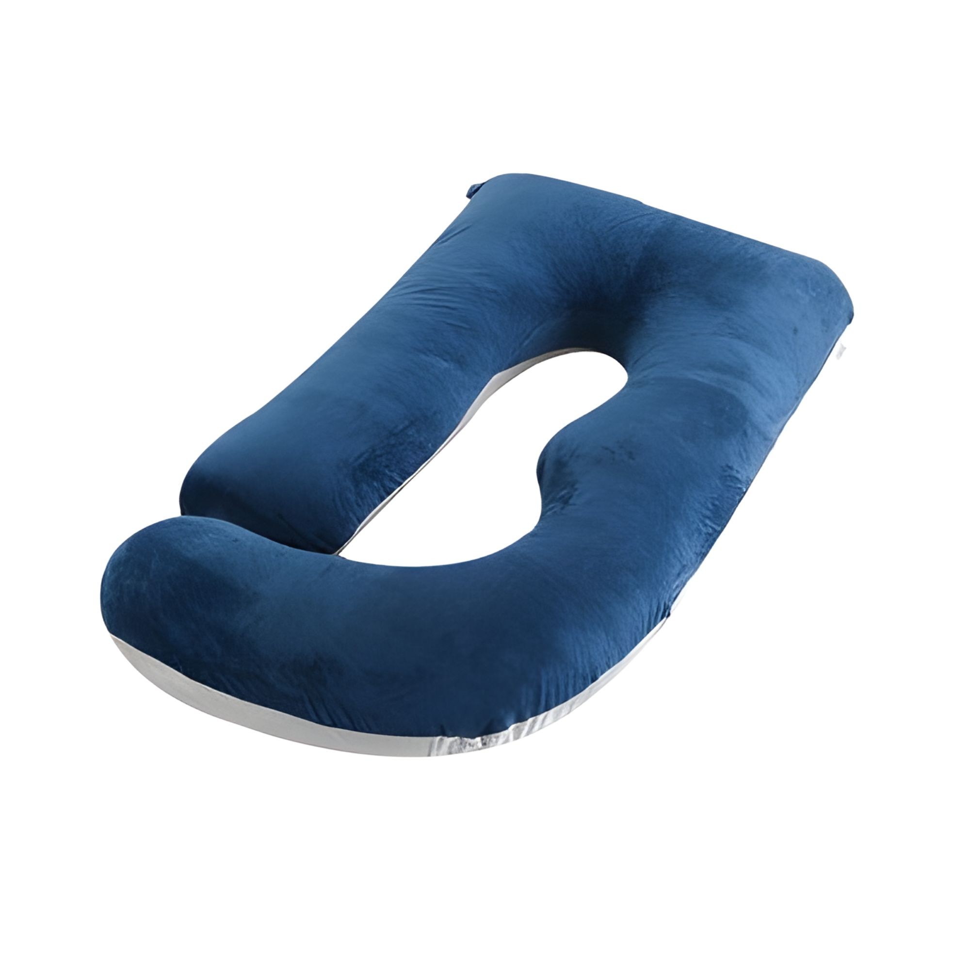 Perna pentru Gravide, Flippy, Perna de Sarcina, Detasabila si Lavabila, Ergonomica Tip J, Captuseala din Poliester, 155 x 75 x 60 cm, Bleumarin/Gri deschis